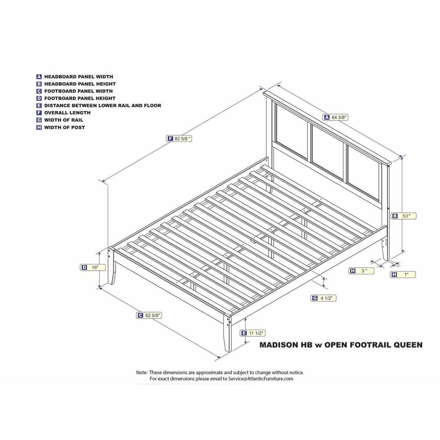 Atlantic Furniture Bed Madison Queen Platform Bed with Open Foot Board in Espresso