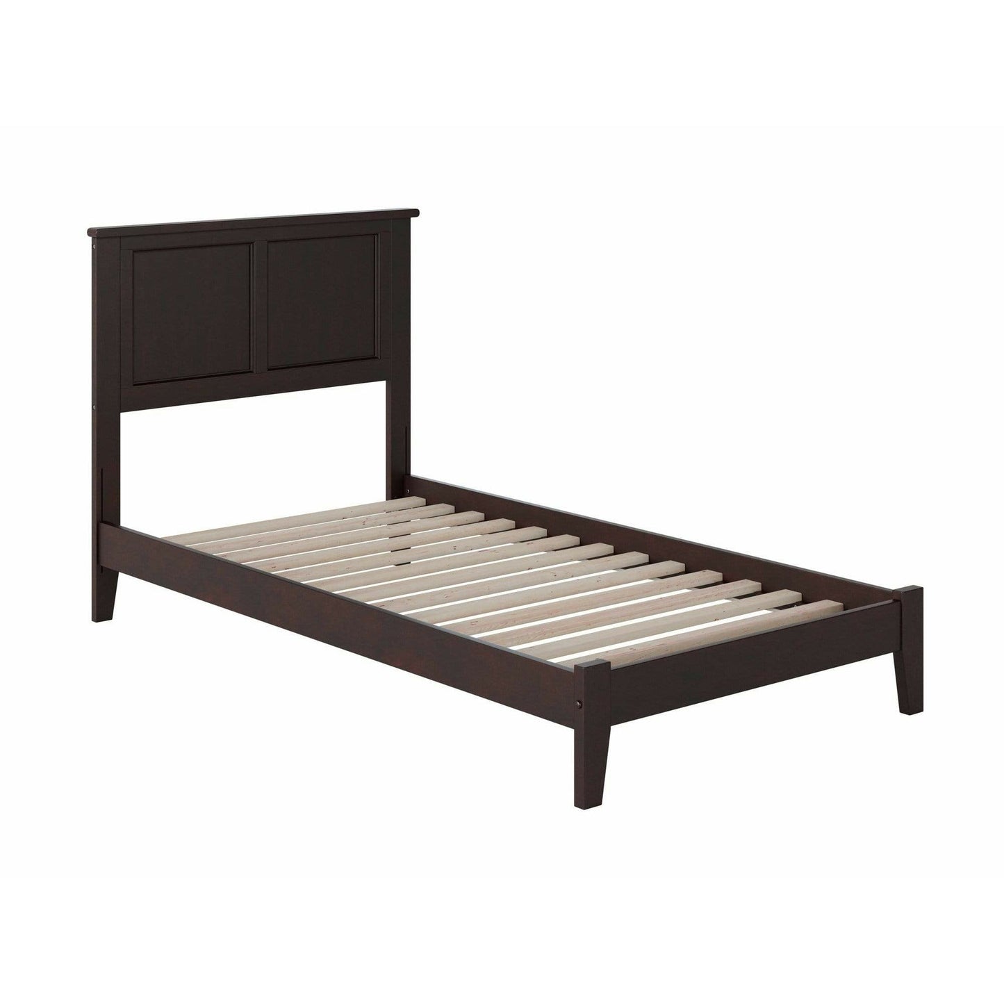 Atlantic Furniture Bed Madison Twin Platform Bed with Open Foot Board in Espresso