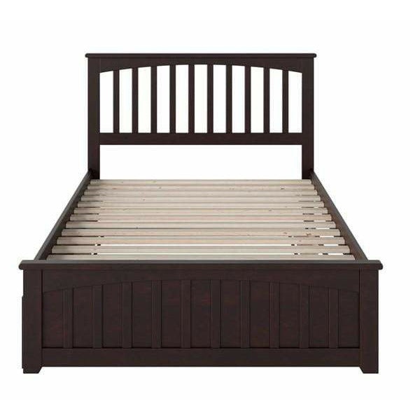 Atlantic Furniture Bed Mission Full Platform Bed with Matching Foot Board with Full Size Urban Trundle Bed in Espresso