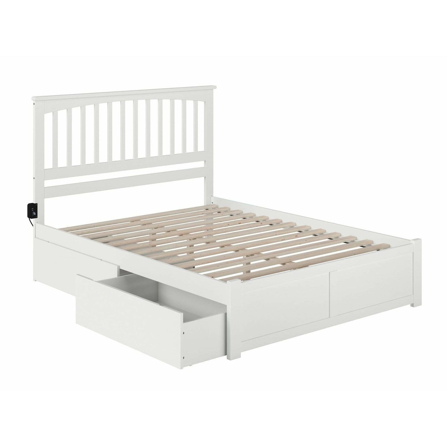 Atlantic Furniture Bed Mission King Platform Bed with Flat Panel Foot Board and 2 Urban Bed Drawers in Espresso