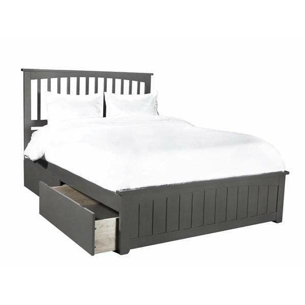 Atlantic Furniture Bed Mission Queen Platform Bed with Matching Foot Board with 2 Urban Bed Drawers in Espresso