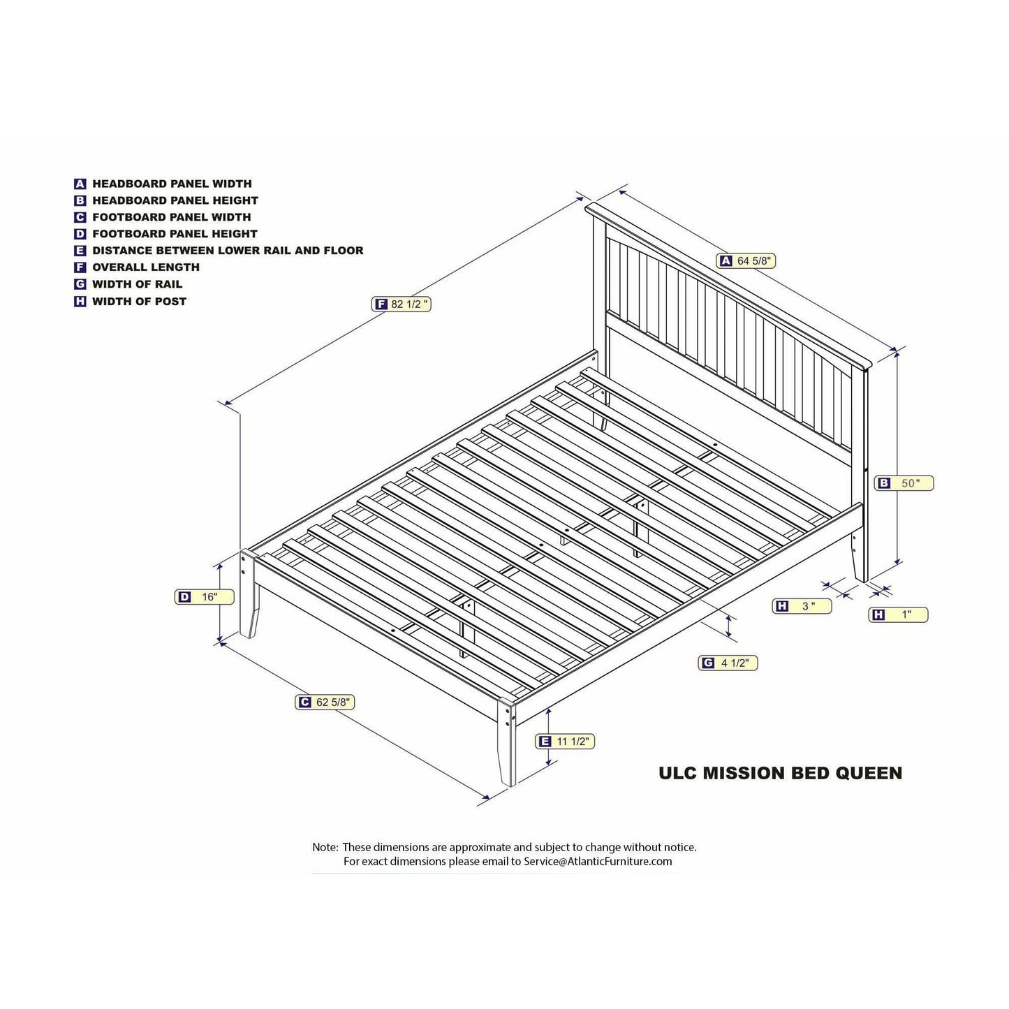 Atlantic Furniture Bed Mission Queen Platform Bed with Open Foot Board in Espresso