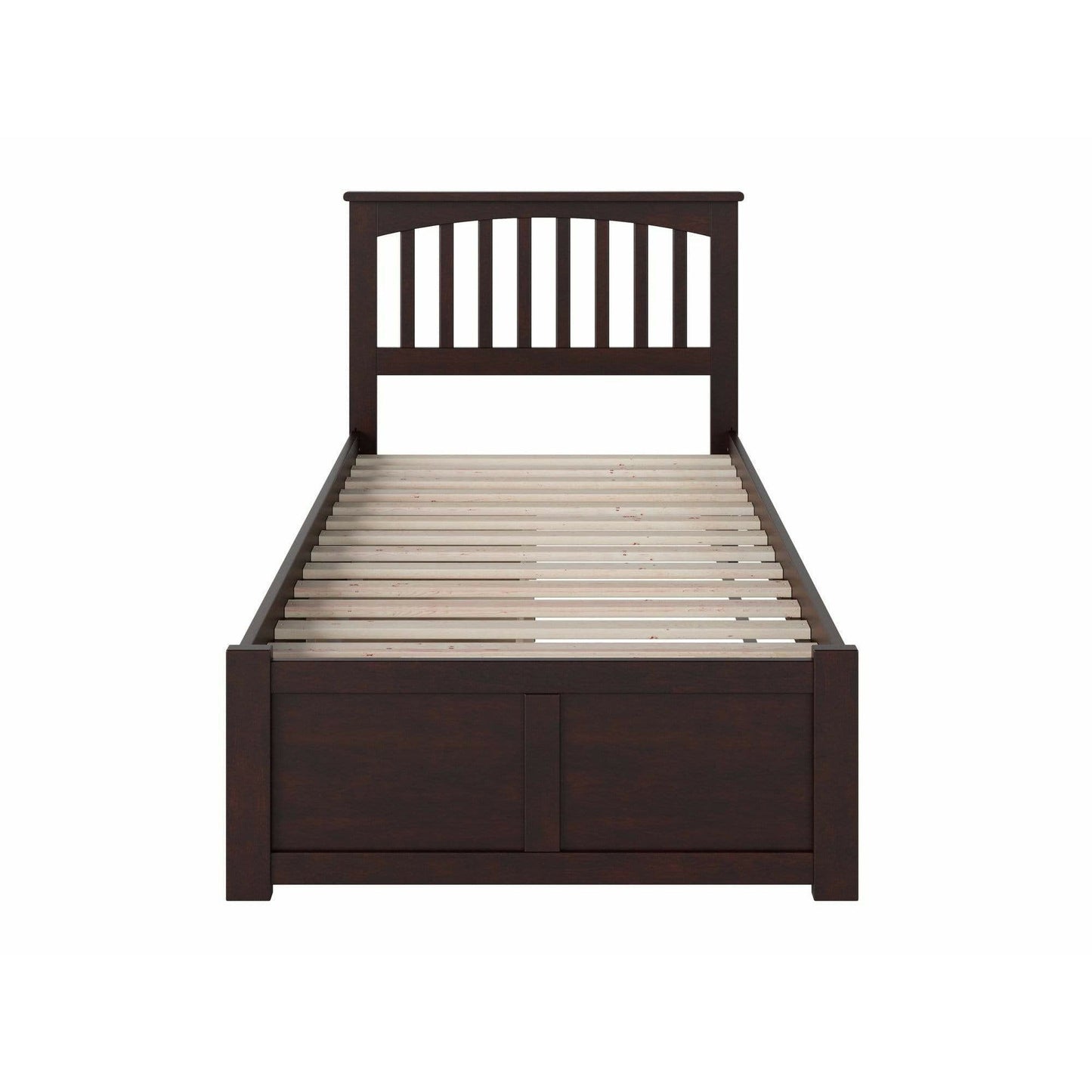 Atlantic Furniture Bed Mission Twin Platform Bed with Flat Panel Foot Board and 2 Urban Bed Drawers in Espresso