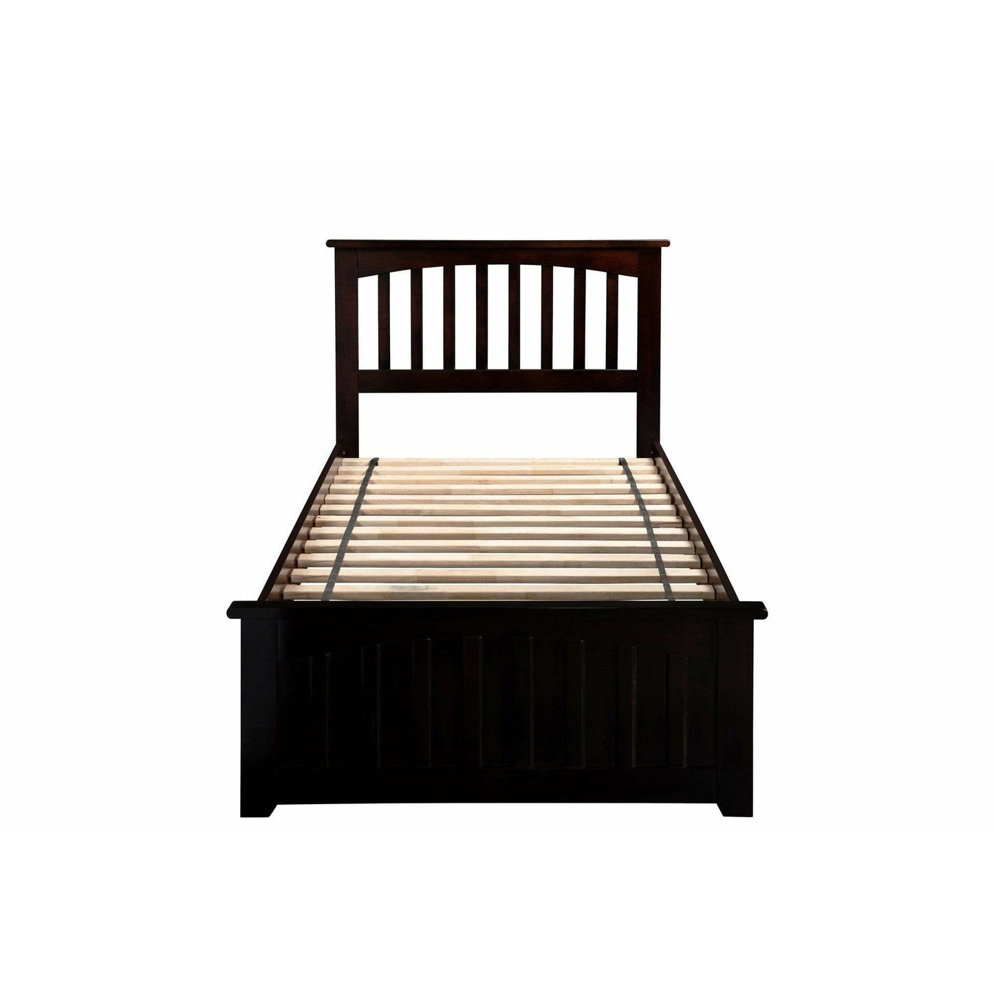 Atlantic Furniture Bed Mission Twin Platform Bed with Matching Foot Board with 2 Urban Bed Drawers in Espresso