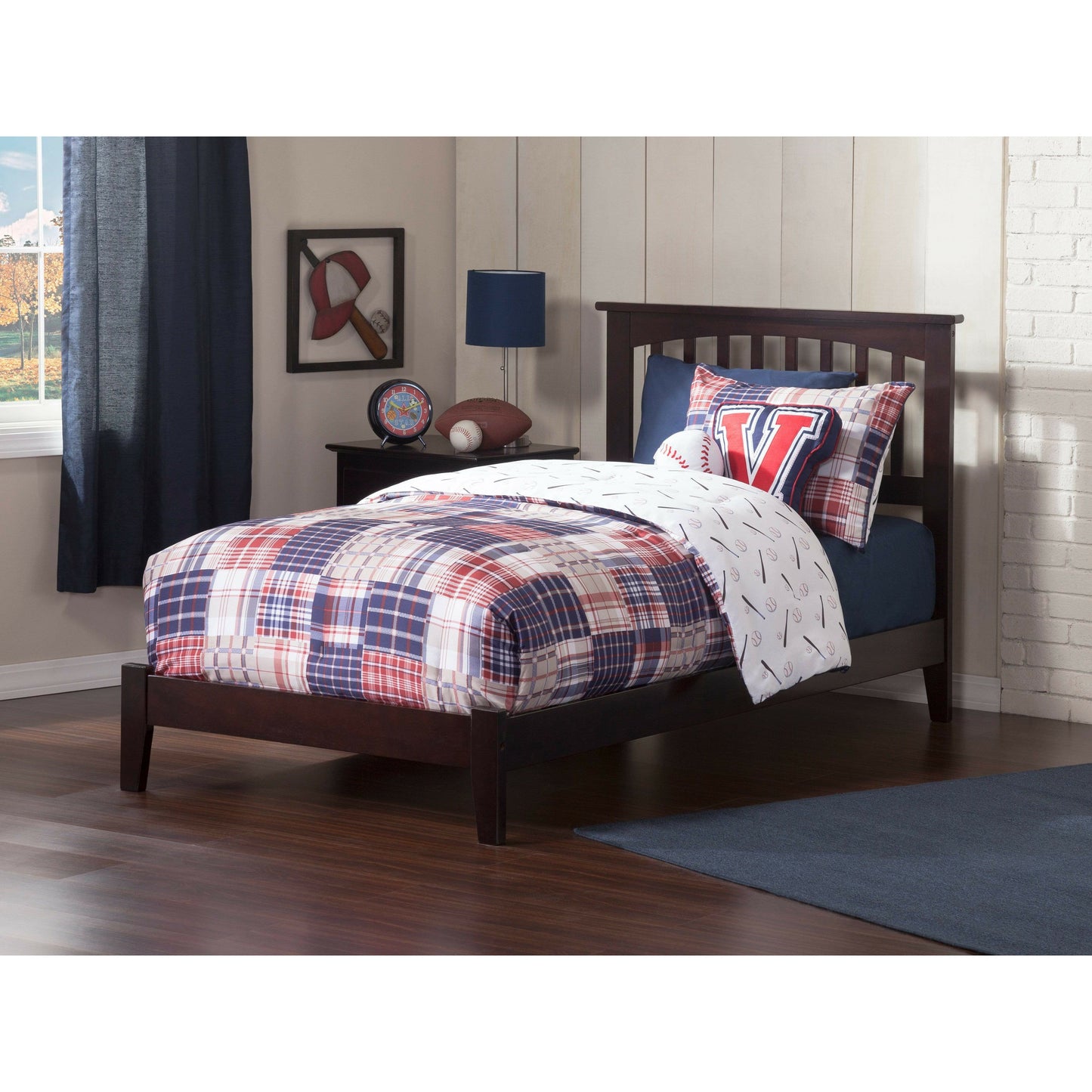 Atlantic Furniture Bed Mission Twin Platform Bed with Open Foot Board in Espresso