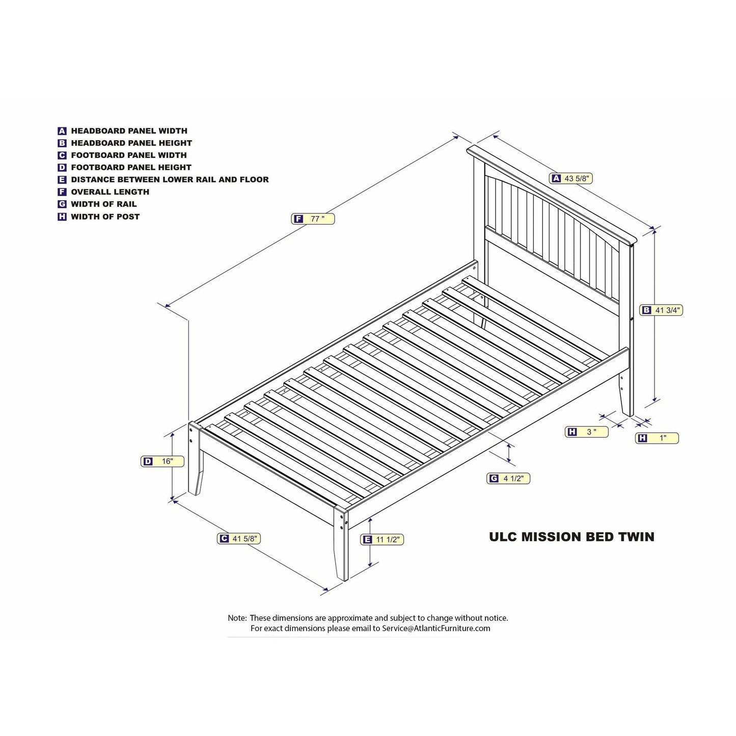 Atlantic Furniture Bed Mission Twin Platform Bed with Open Foot Board in Espresso