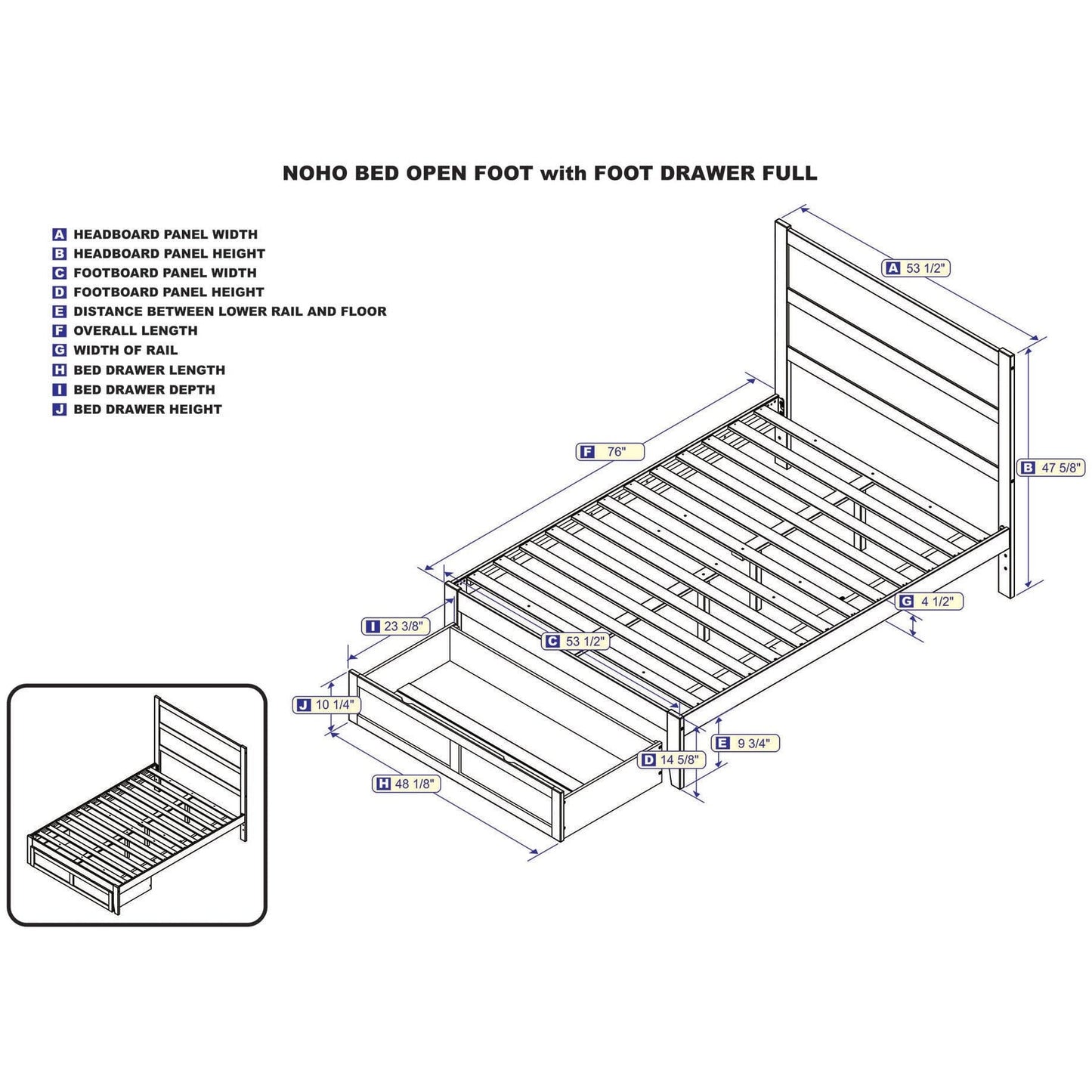 AFI Furnishings NoHo Full Bed with Foot Drawer in Walnut AG9112334