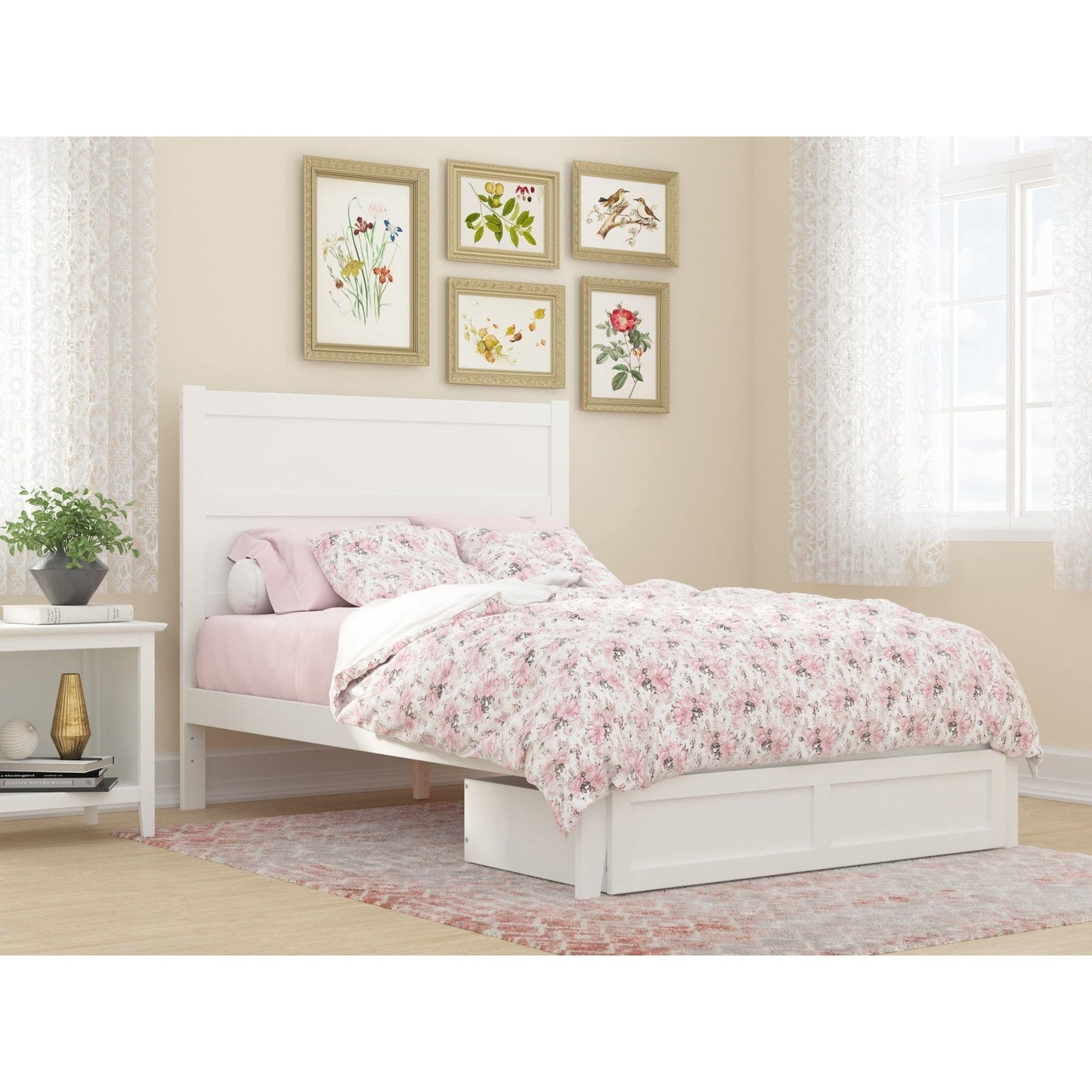 AFI Furnishings NoHo Full Bed with Foot Drawer in White AG9112332