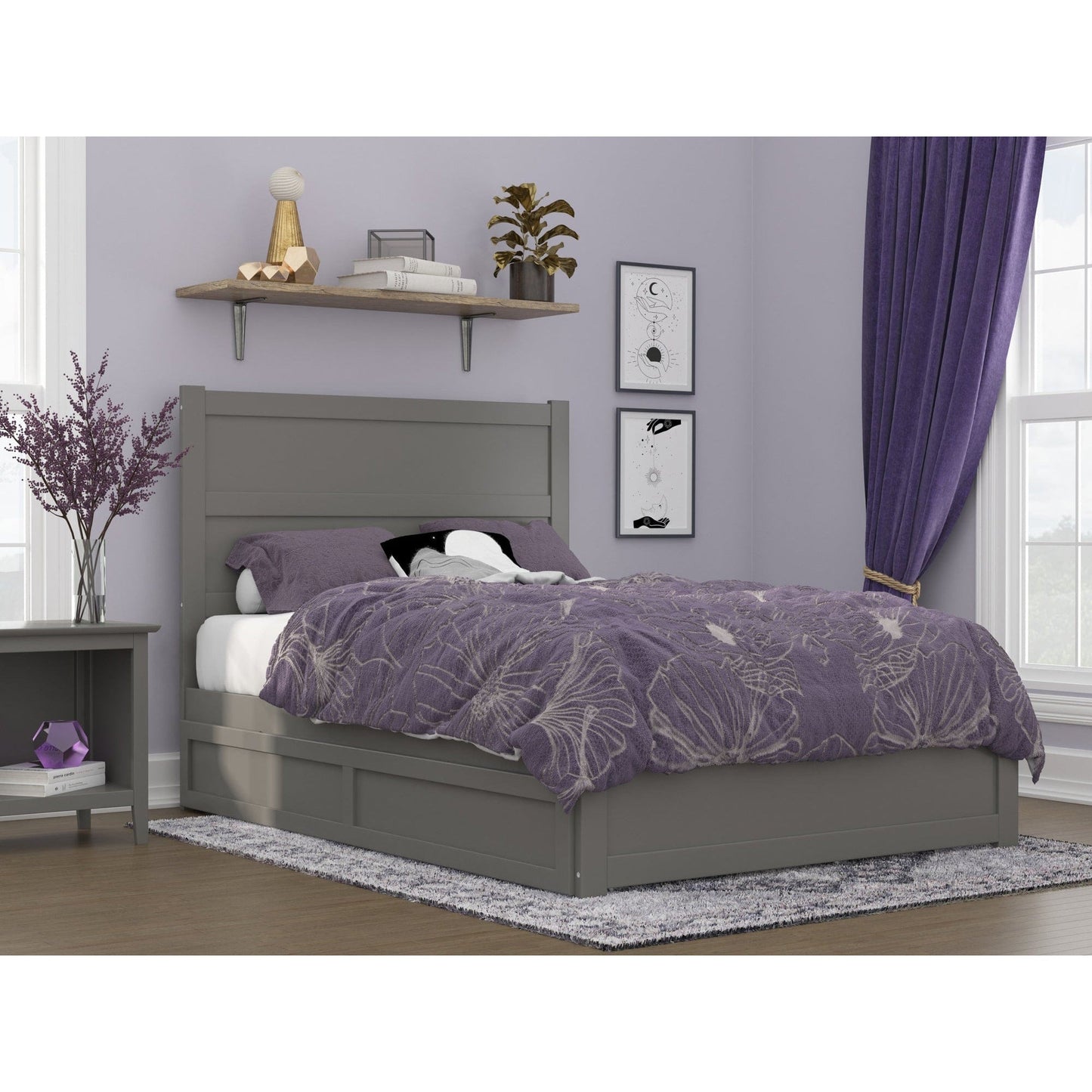 AFI Furnishings NoHo Full Bed with Footboard and Twin Trundle in Grey AG9161239