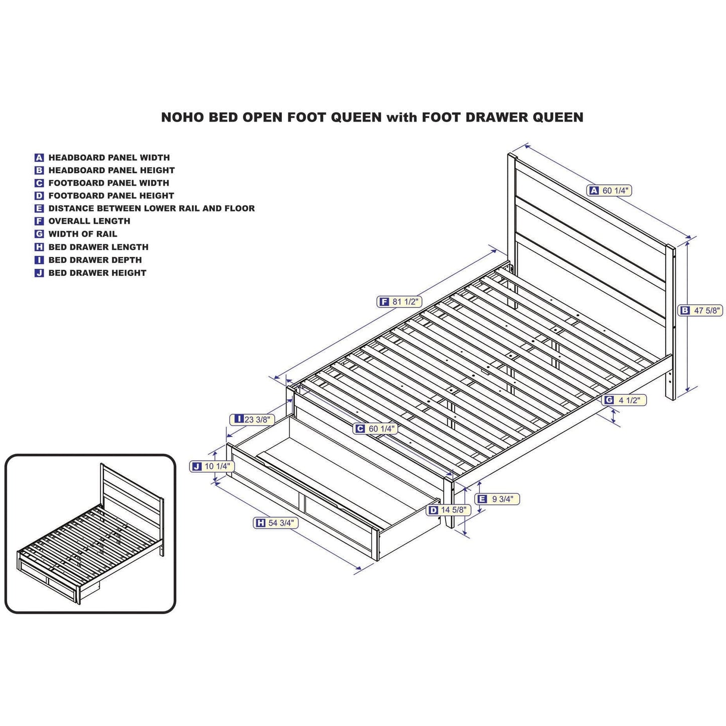 AFI Furnishings NoHo Queen Bed with Foot Drawer in White AG9112442