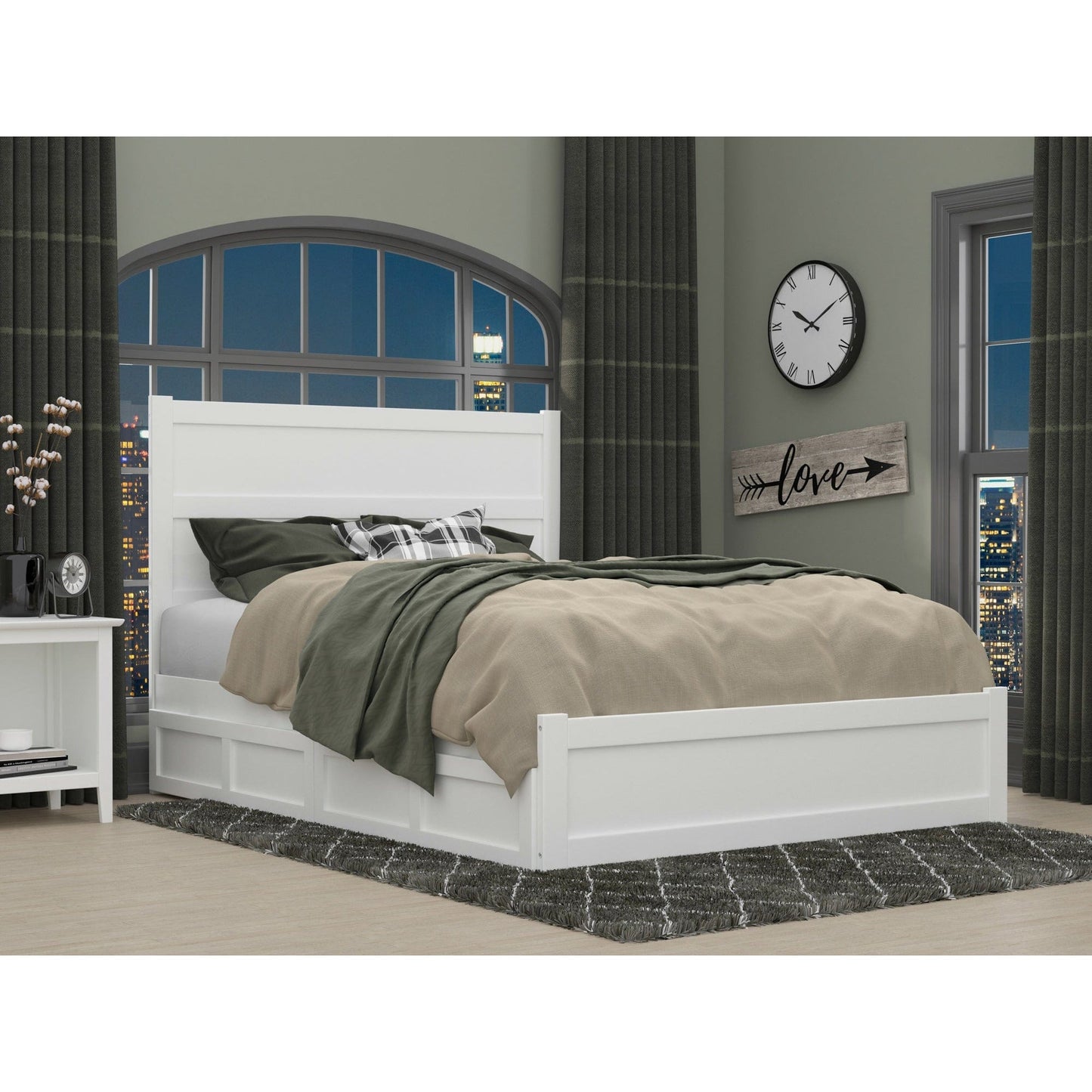 AFI Furnishings NoHo Queen Bed with Footboard and 2 Drawers in White AG9163442