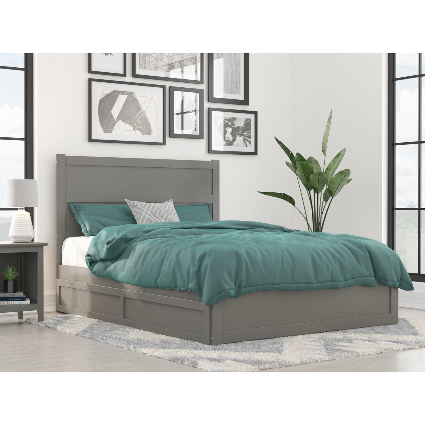 AFI Furnishings NoHo Queen Bed with Footboard and Twin Extra Long Trundle in Grey AG9161149