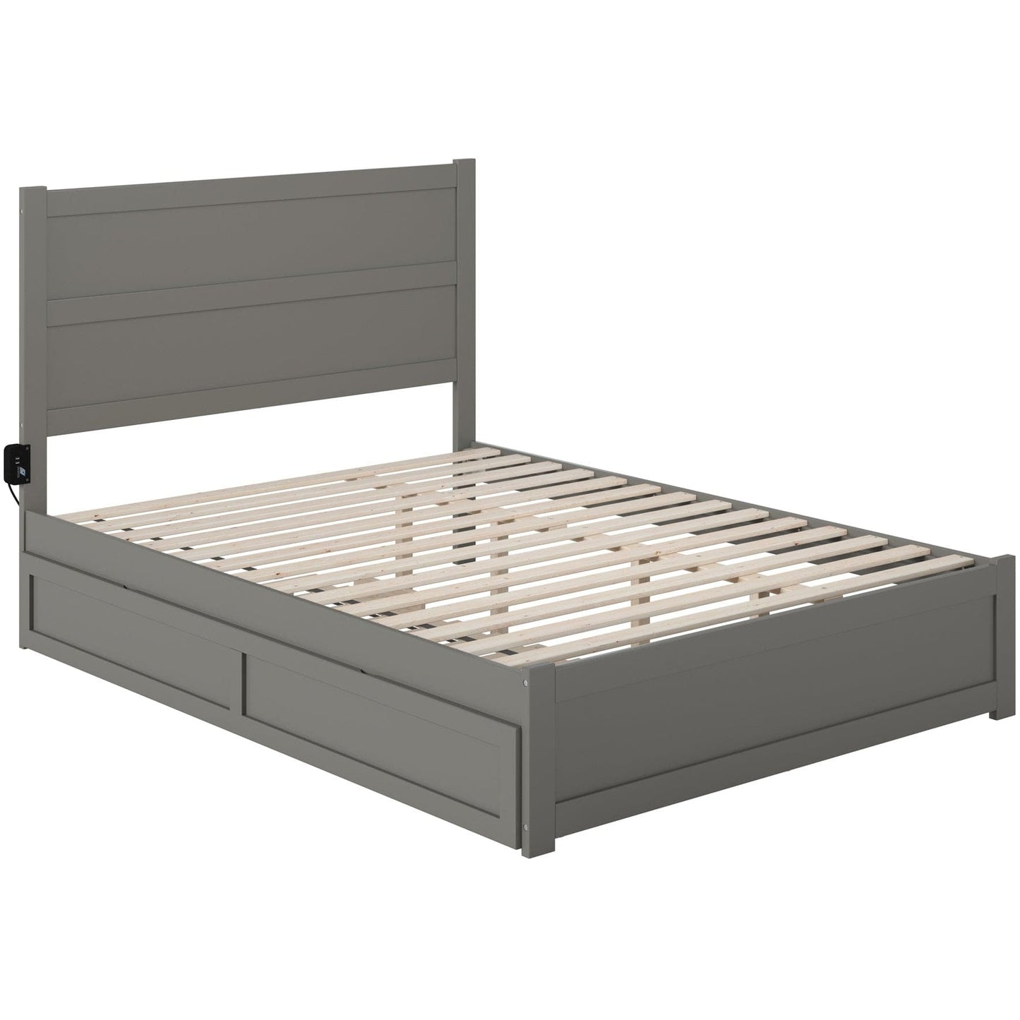 AFI Furnishings NoHo Queen Bed with Footboard and Twin Extra Long Trundle in Grey AG9161149