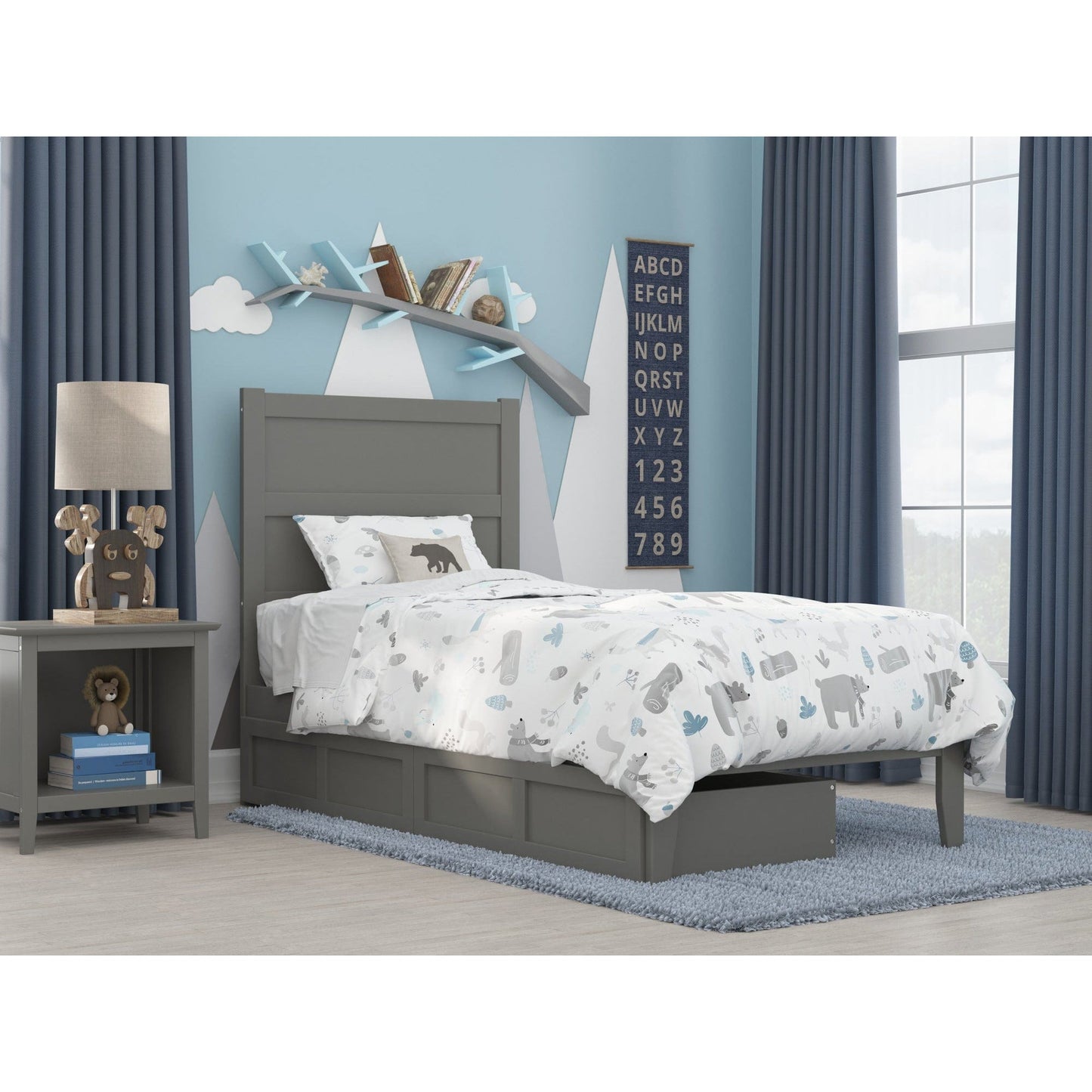 AFI Furnishings NoHo Twin Bed with 2 Drawers in Grey AG9113329