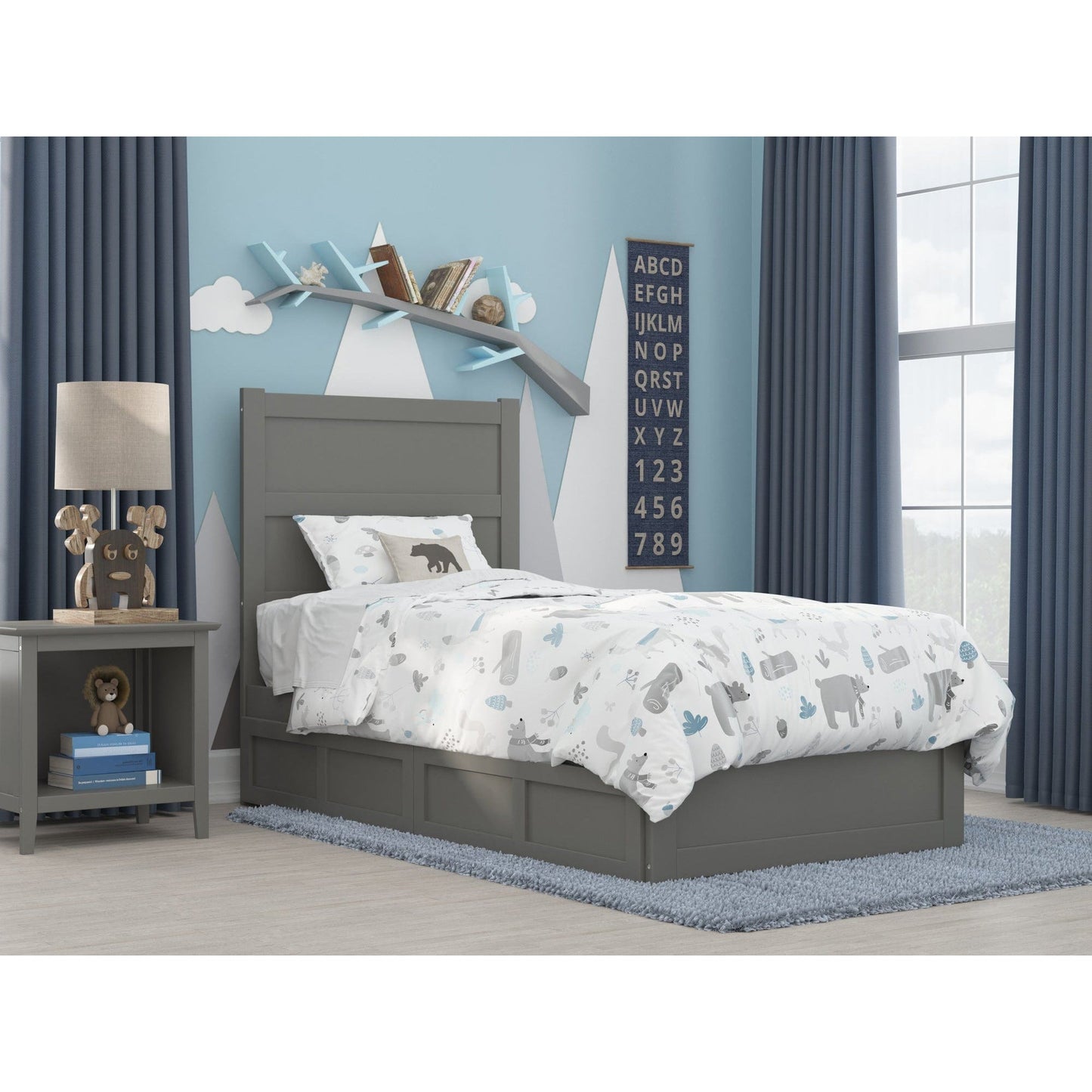 AFI Furnishings NoHo Twin Bed with Footboard and 2 Drawers in Grey AG9163329