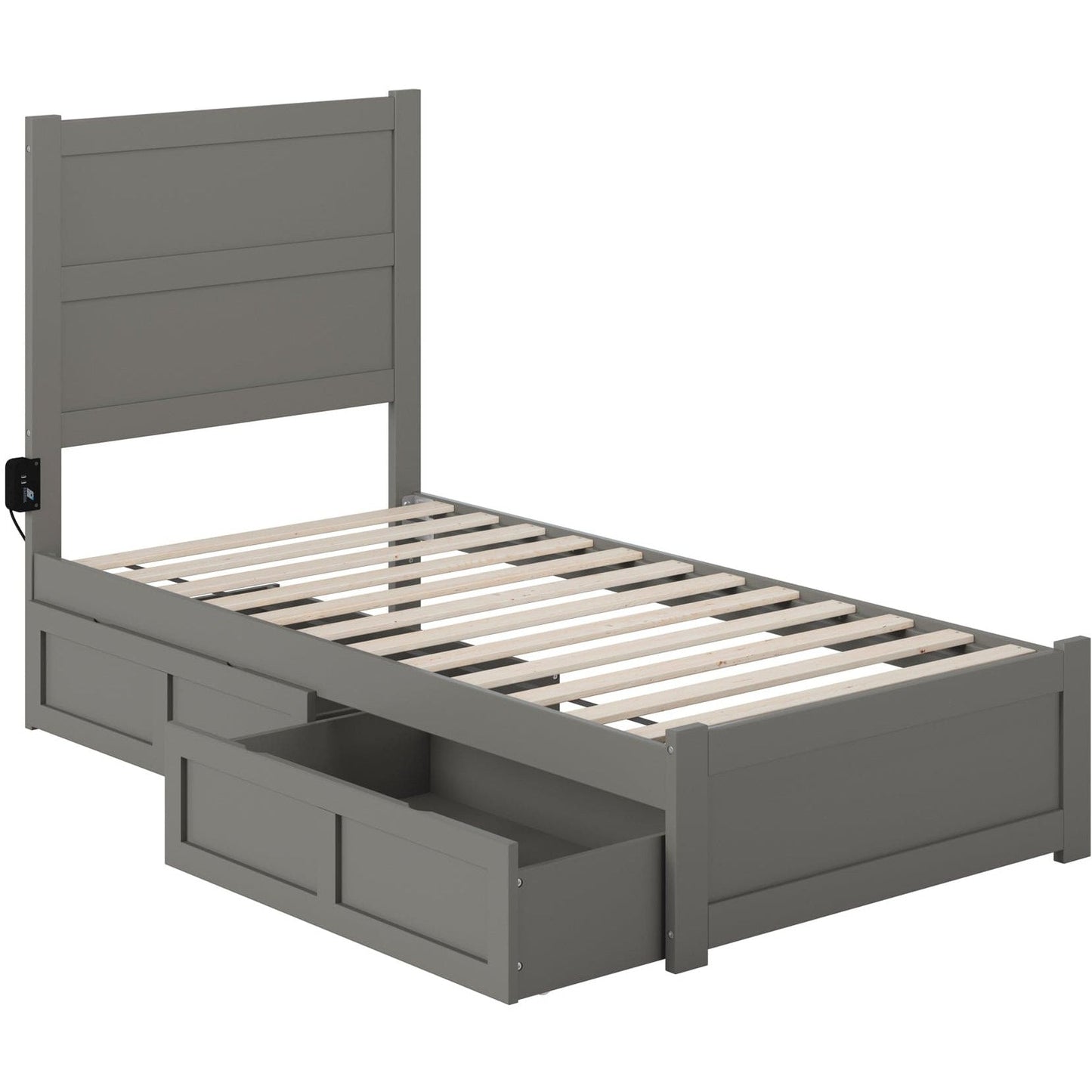 AFI Furnishings NoHo Twin Bed with Footboard and 2 Drawers in Grey AG9163329