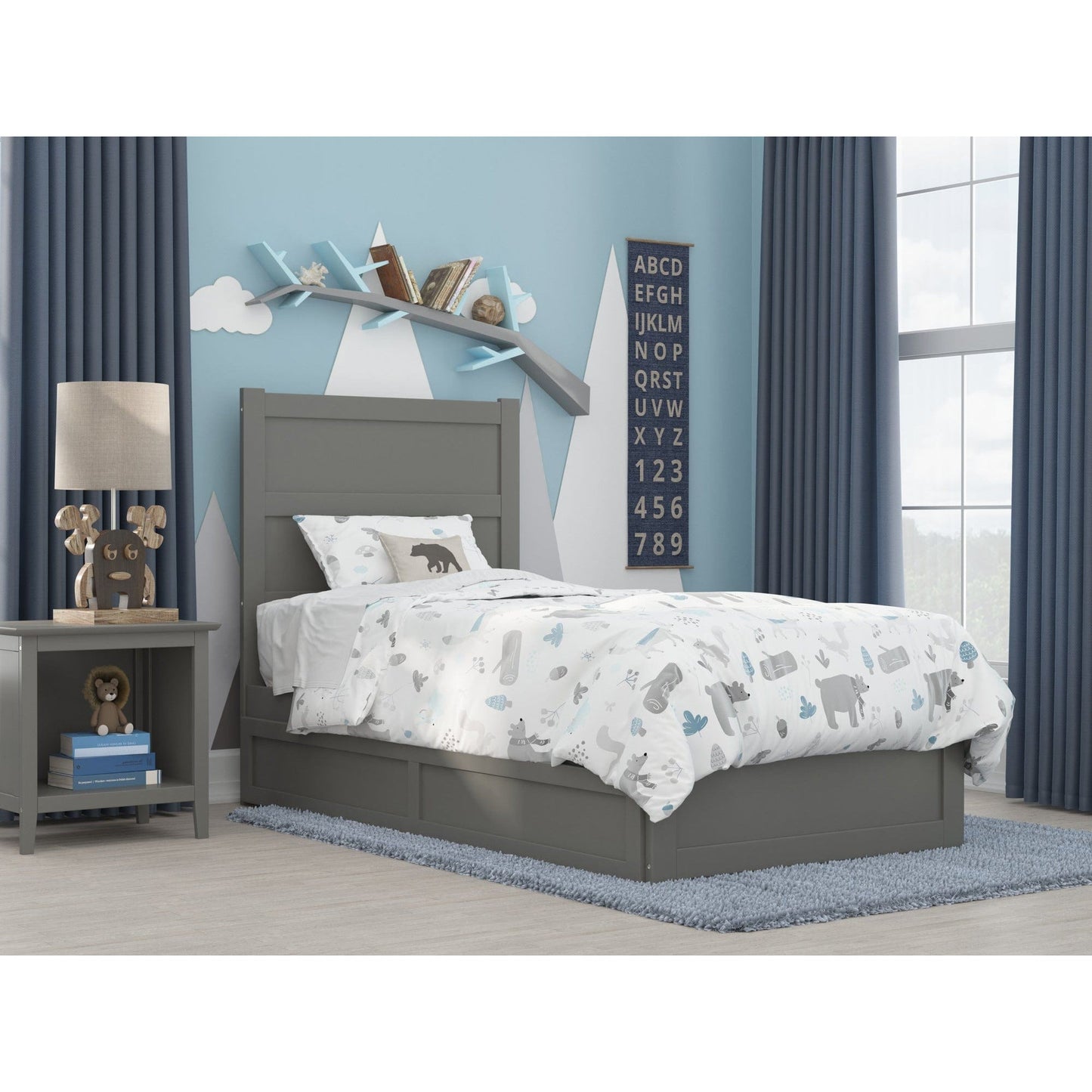 AFI Furnishings NoHo Twin Bed with Footboard and Twin Trundle in Grey AG9161229