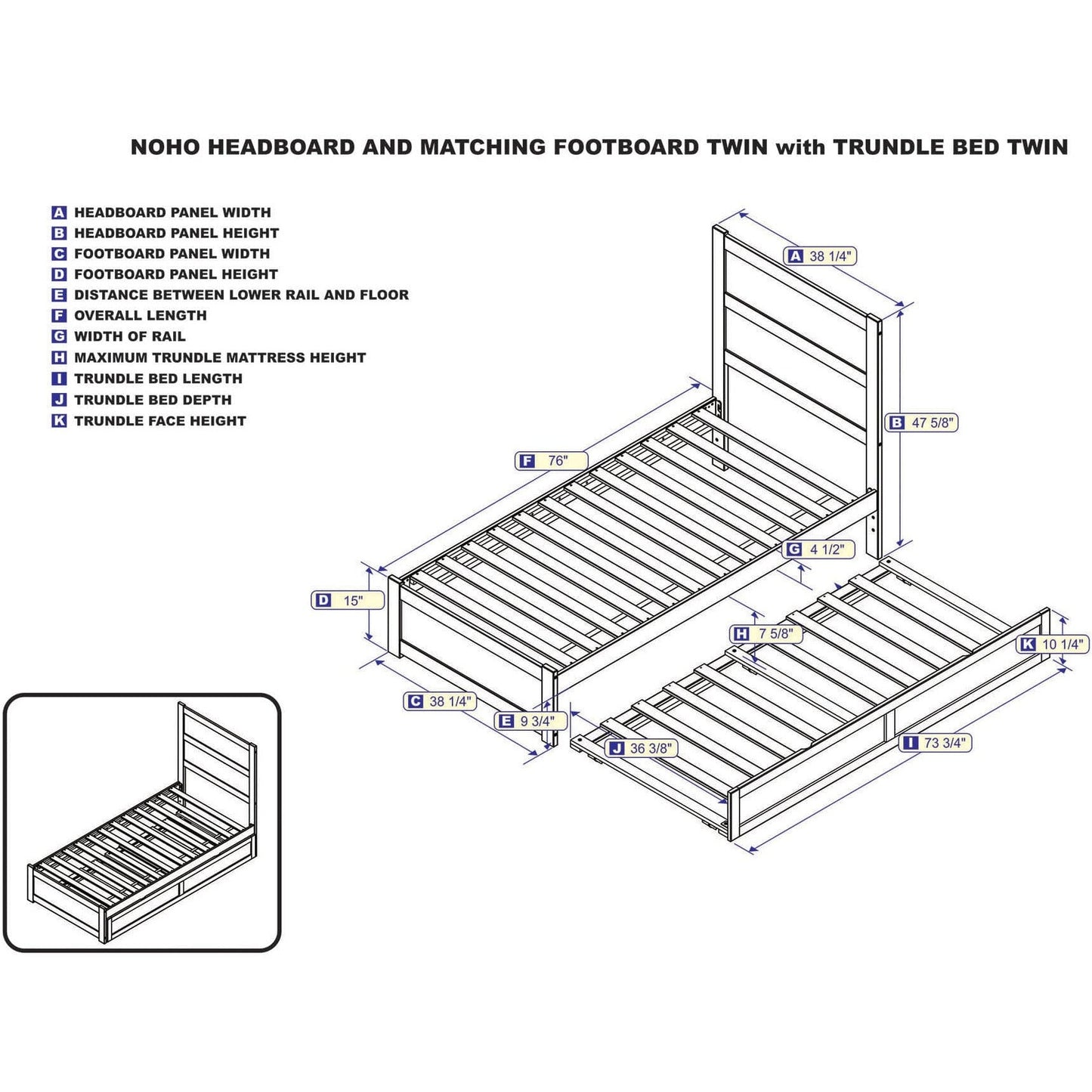 AFI Furnishings NoHo Twin Bed with Footboard and Twin Trundle in Walnut AG9161224