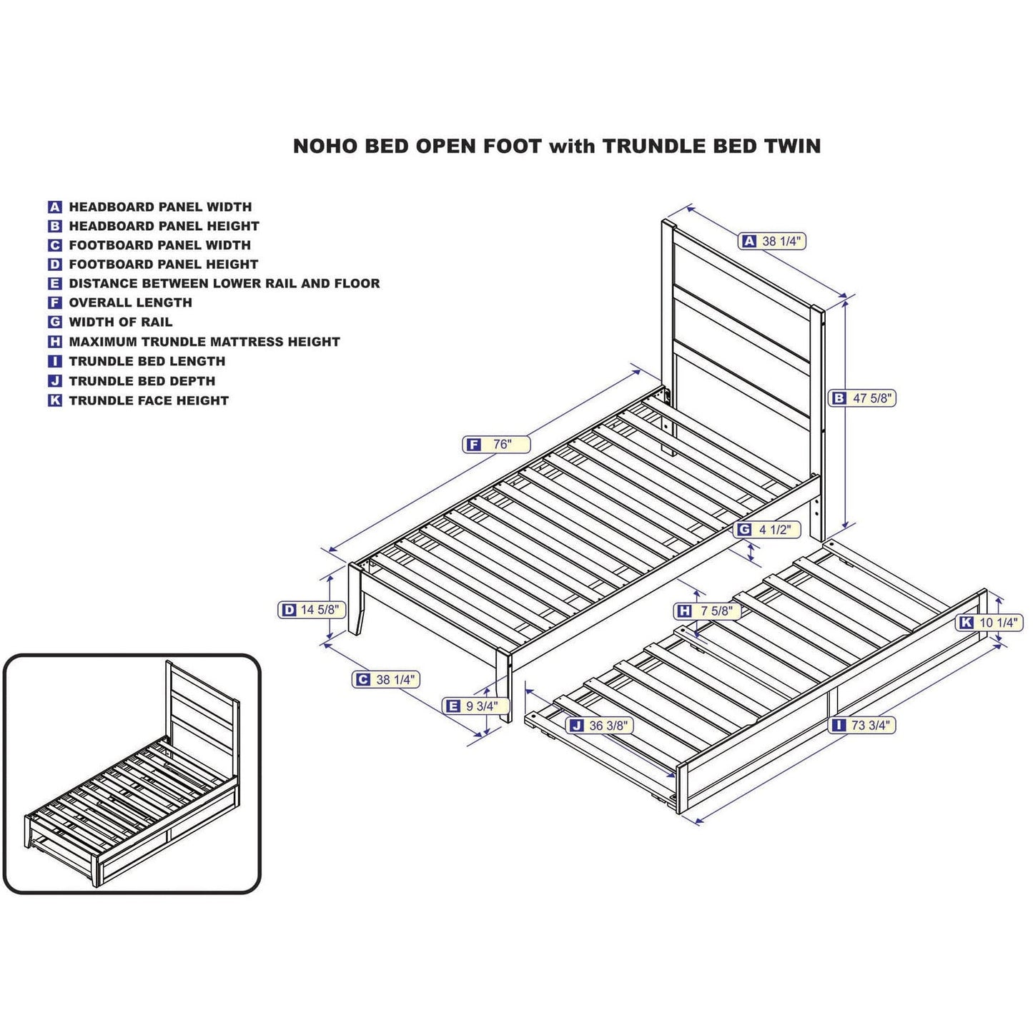 AFI Furnishings NoHo Twin Bed with Twin Trundle in Walnut AG9111224