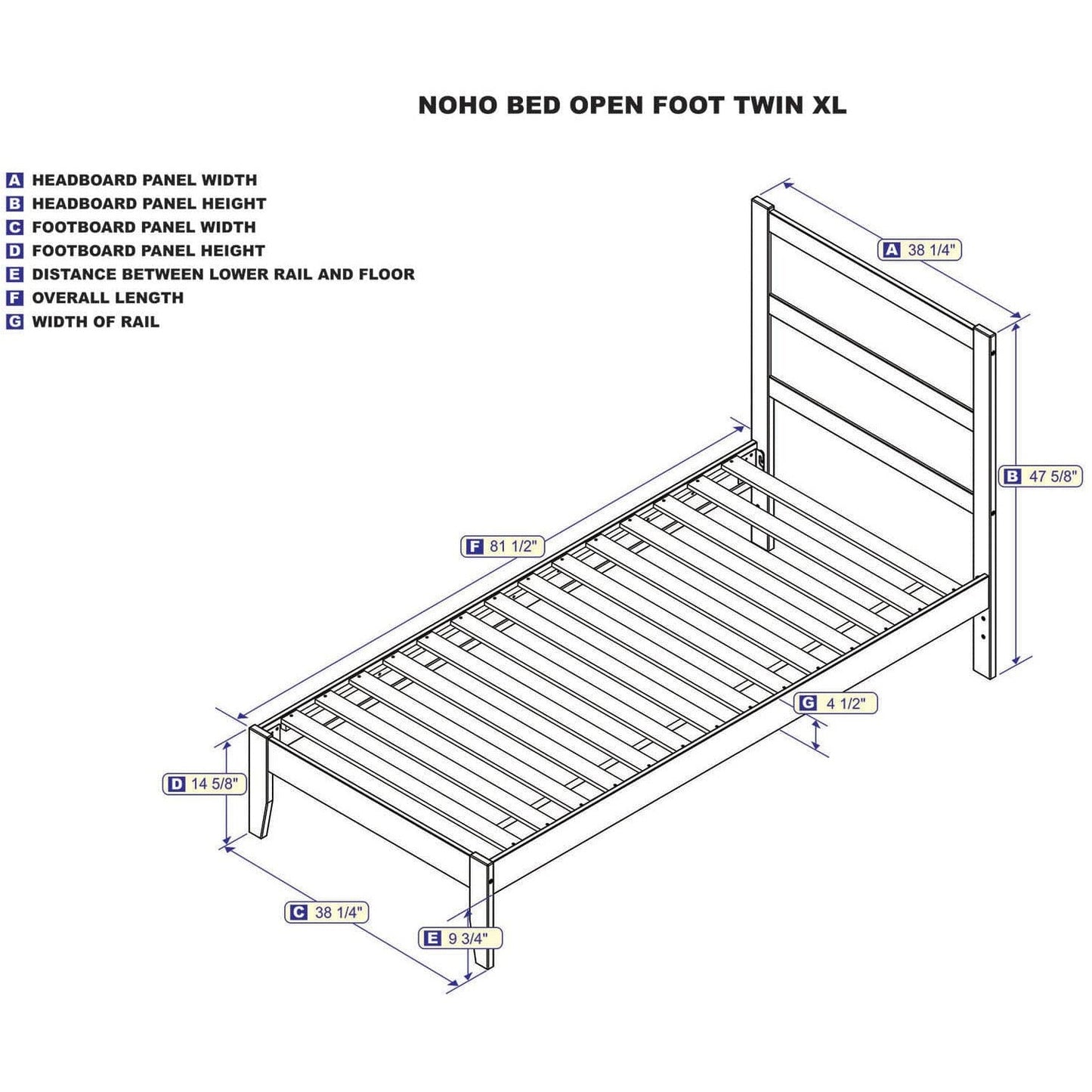 AFI Furnishings NoHo Twin Extra Long Bed in Grey AG9110019