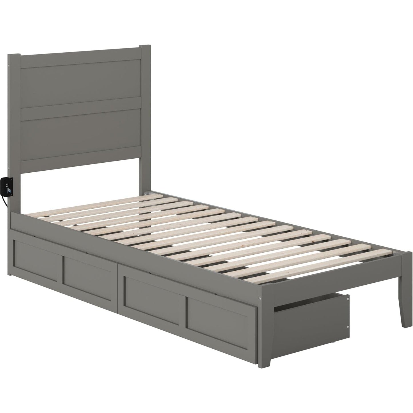 AFI Furnishings NoHo Twin Extra Long Bed with 2 Drawers in Grey AG9113419