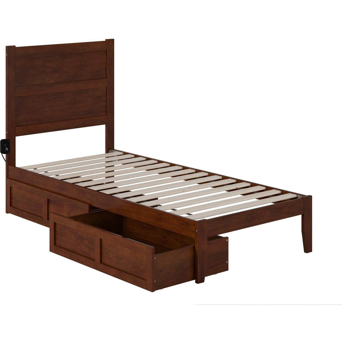 AFI Furnishings NoHo Twin Extra Long Bed with 2 Drawers in Walnut AG9113414