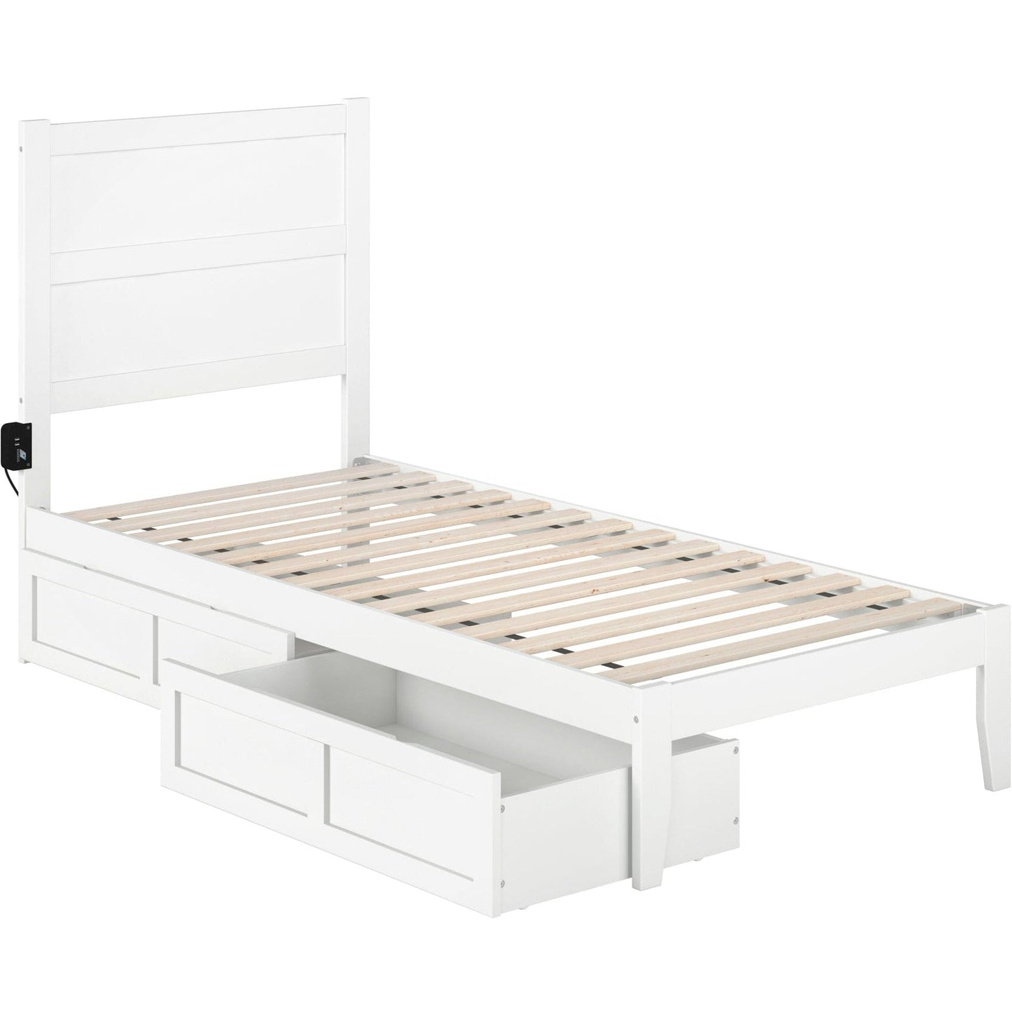 AFI Furnishings NoHo Twin Extra Long Bed with 2 Drawers in White AG9113412