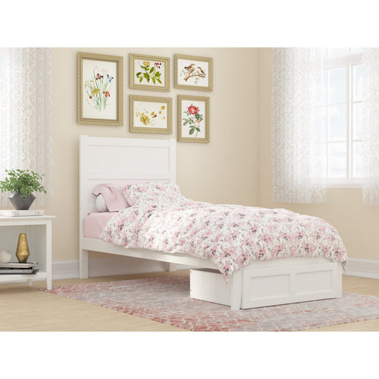 AFI Furnishings NoHo Twin Extra Long Bed with Foot Drawer in White AG9112412