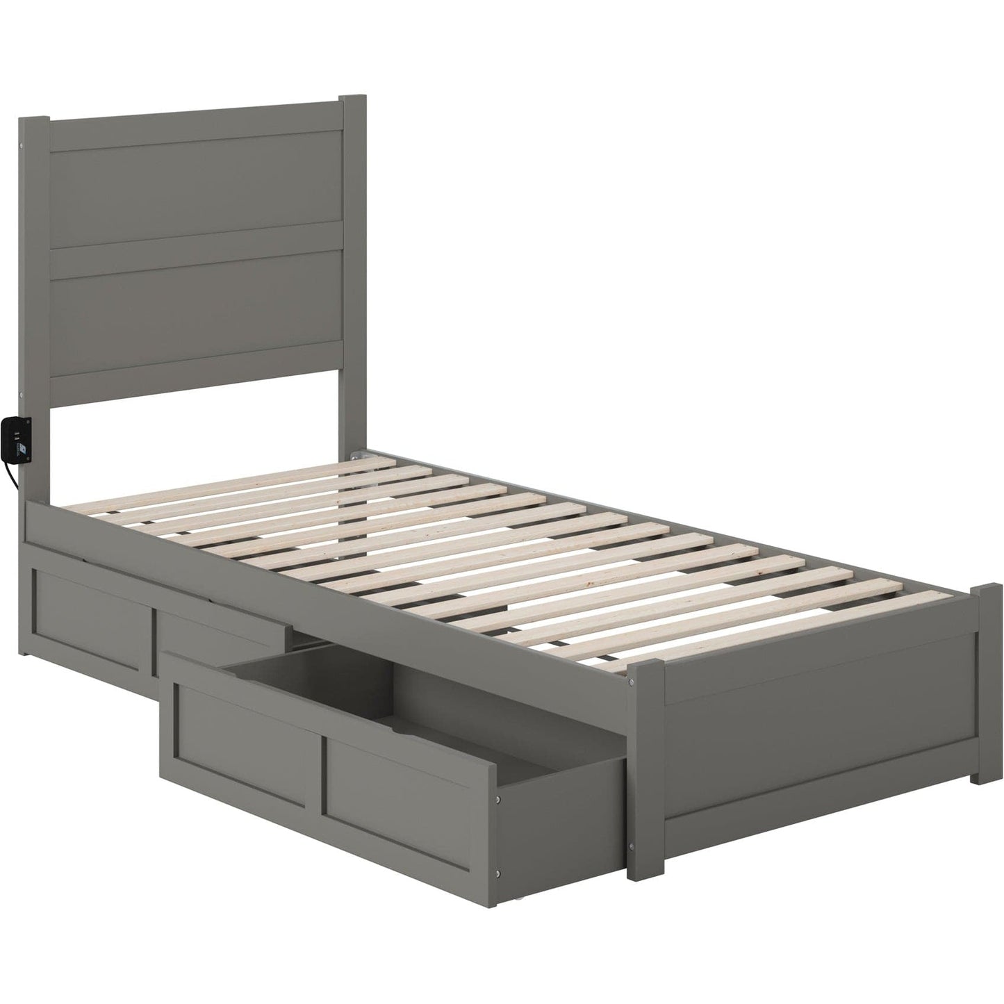 AFI Furnishings NoHo Twin Extra Long Bed with Footboard and 2 Drawers in Grey AG9163419