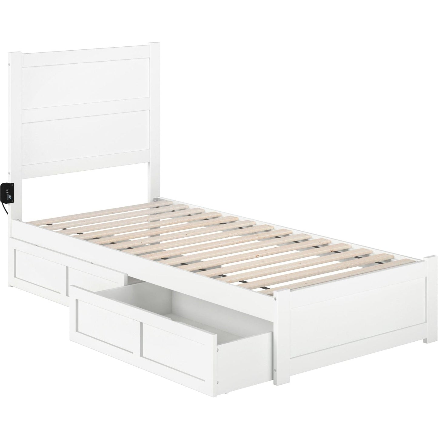 AFI Furnishings NoHo Twin Extra Long Bed with Footboard and 2 Drawers in White AG9163412