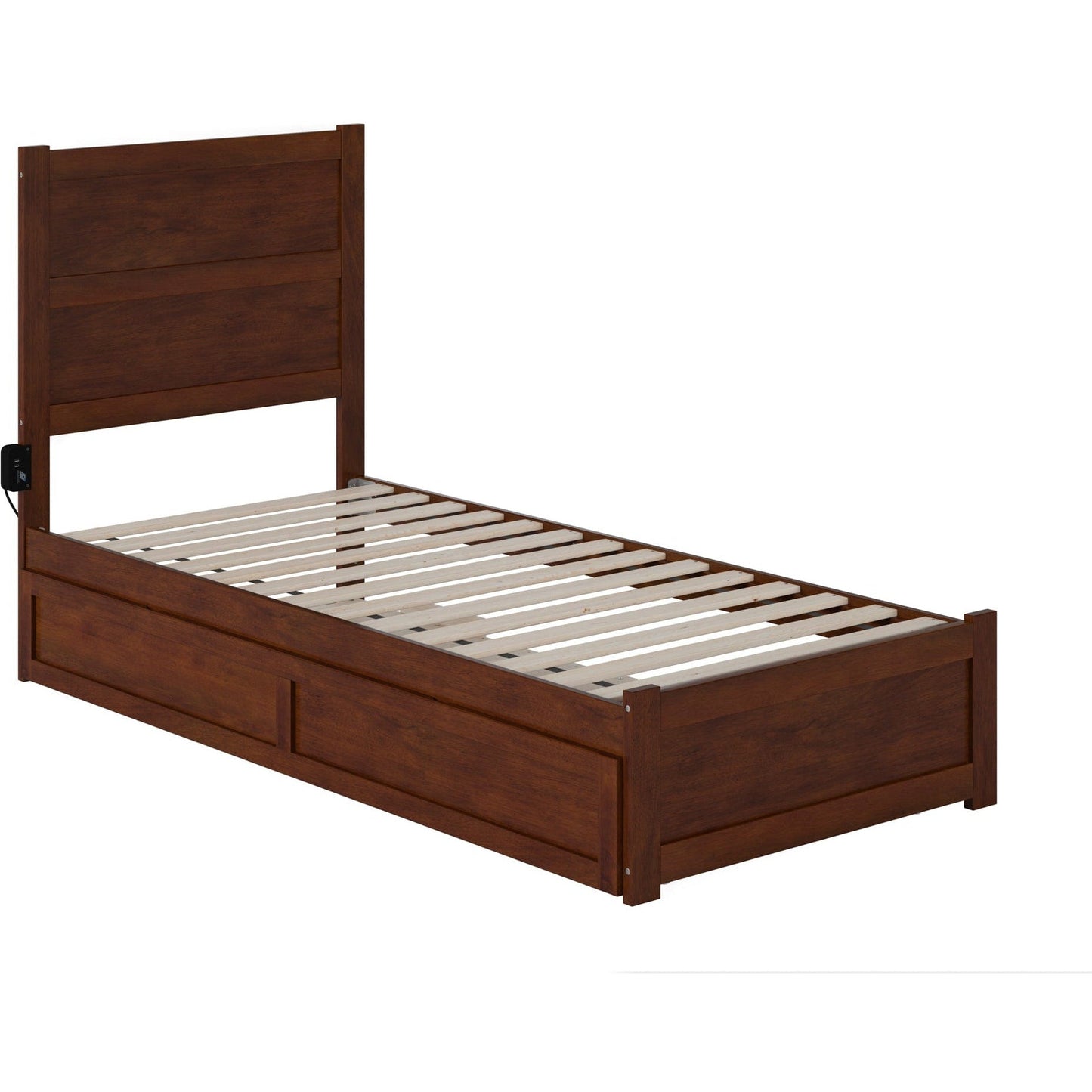 AFI Furnishings NoHo Twin Extra Long Bed with Footboard and Twin Extra Long Trundle in Walnut AG9161114