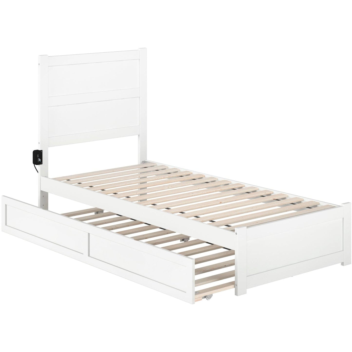 AFI Furnishings NoHo Twin Extra Long Bed with Footboard and Twin Extra Long Trundle in White AG9161112