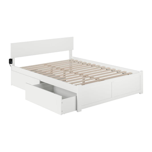 AFI Furnishings Orlando King Bed with Flat Panel Footboard and Set of 2 Drawers in White AR8152112