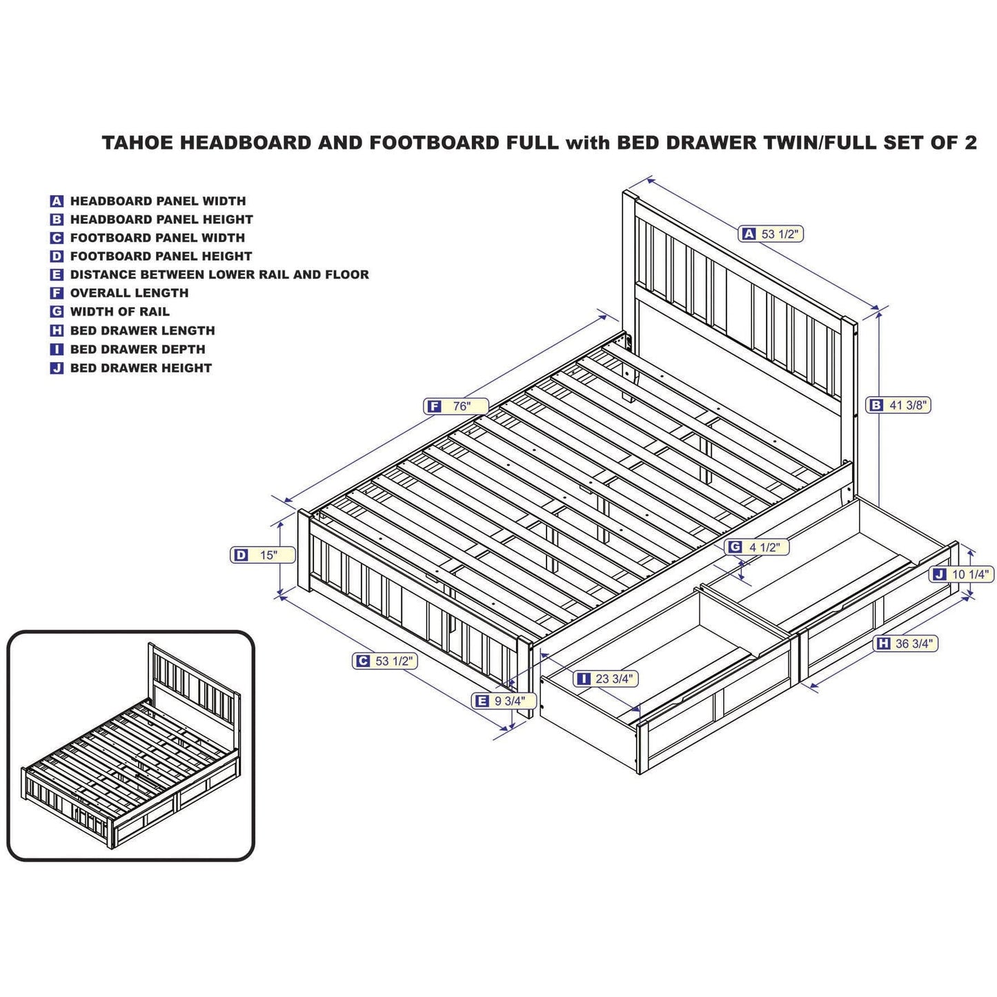 AFI Furnishings Tahoe Full Bed with Footboard and 2 Drawers in Walnut AG8963334