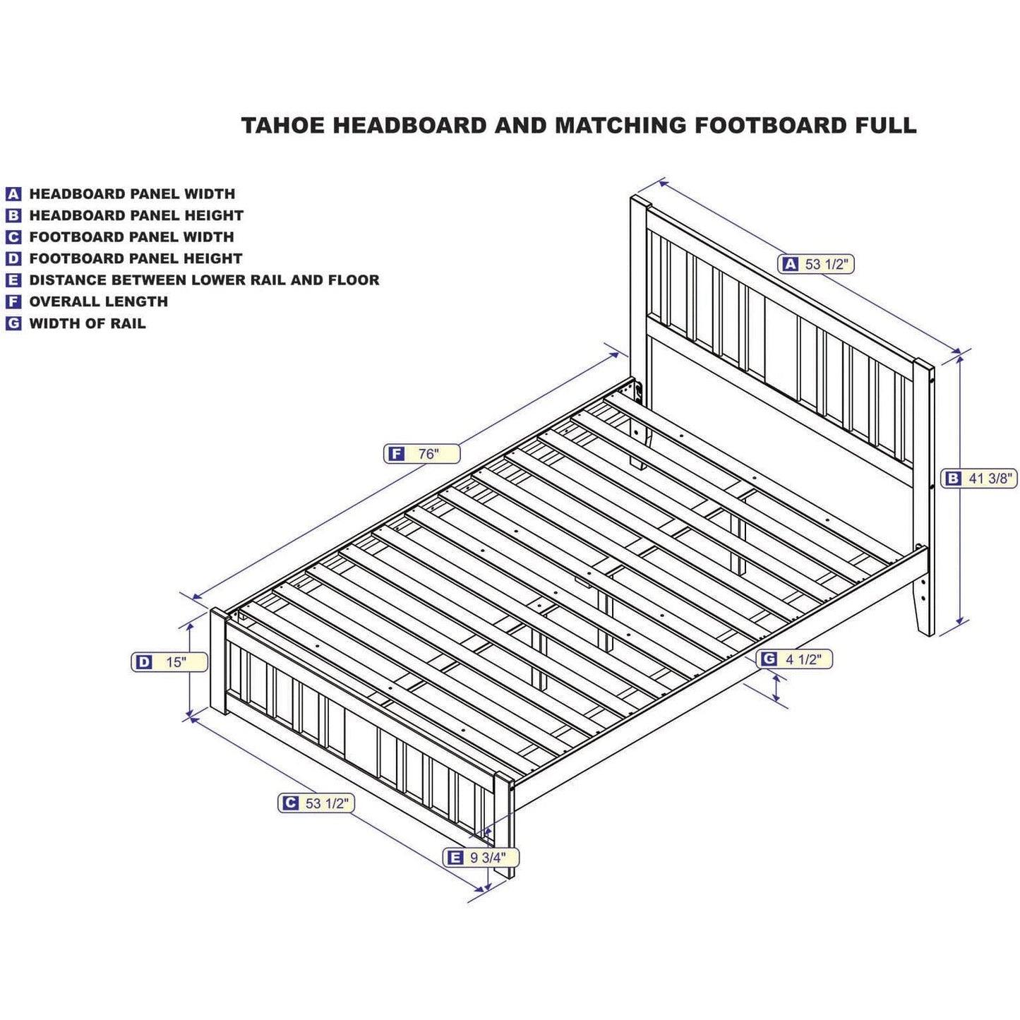 AFI Furnishings Tahoe Full Bed with Footboard in Grey AG8960039