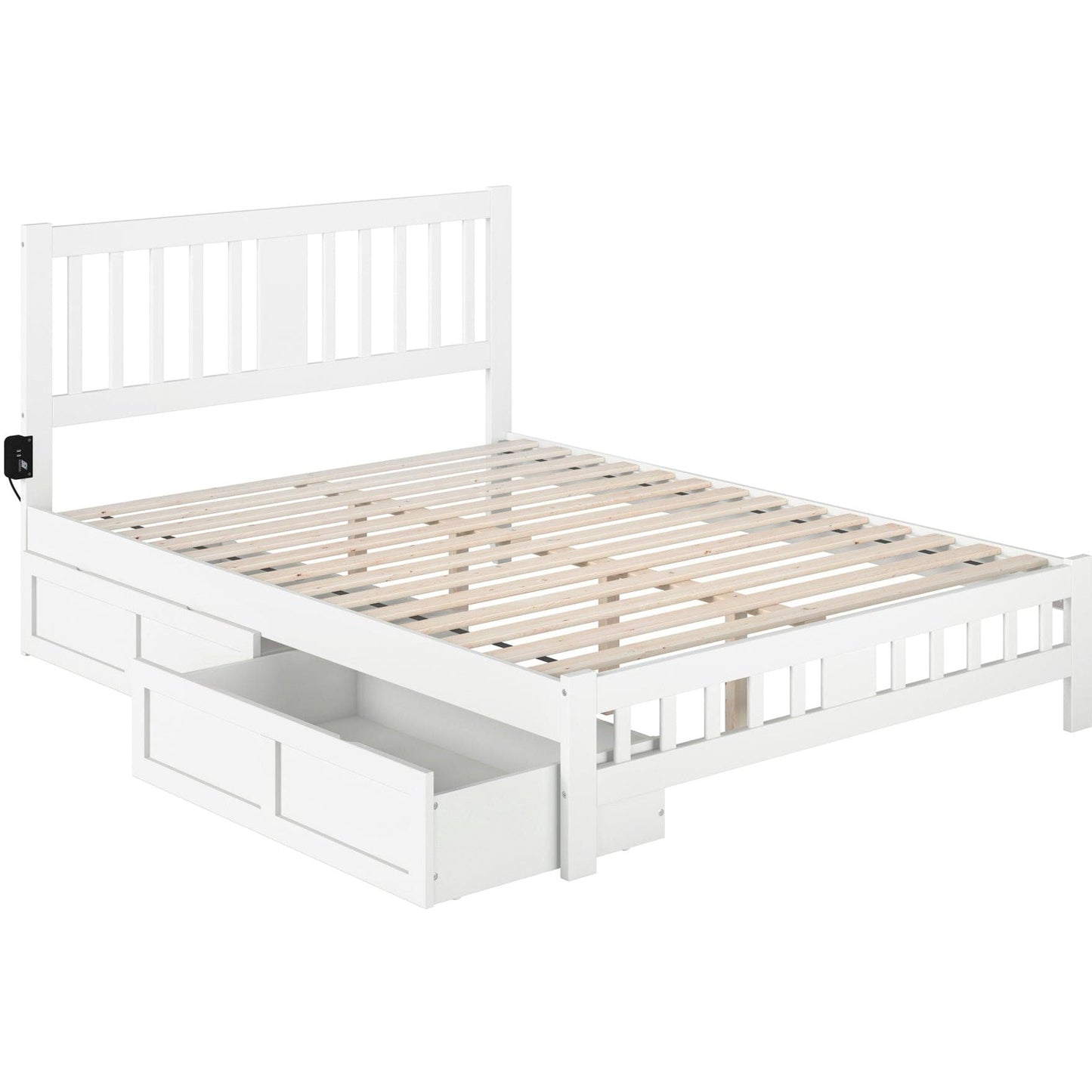 AFI Furnishings Tahoe Queen Bed with Footboard and 2 Drawers in White AG8963442