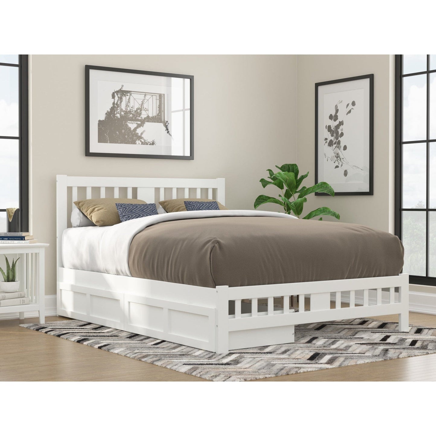 AFI Furnishings Tahoe Queen Bed with Footboard and 2 Drawers in White AG8963442