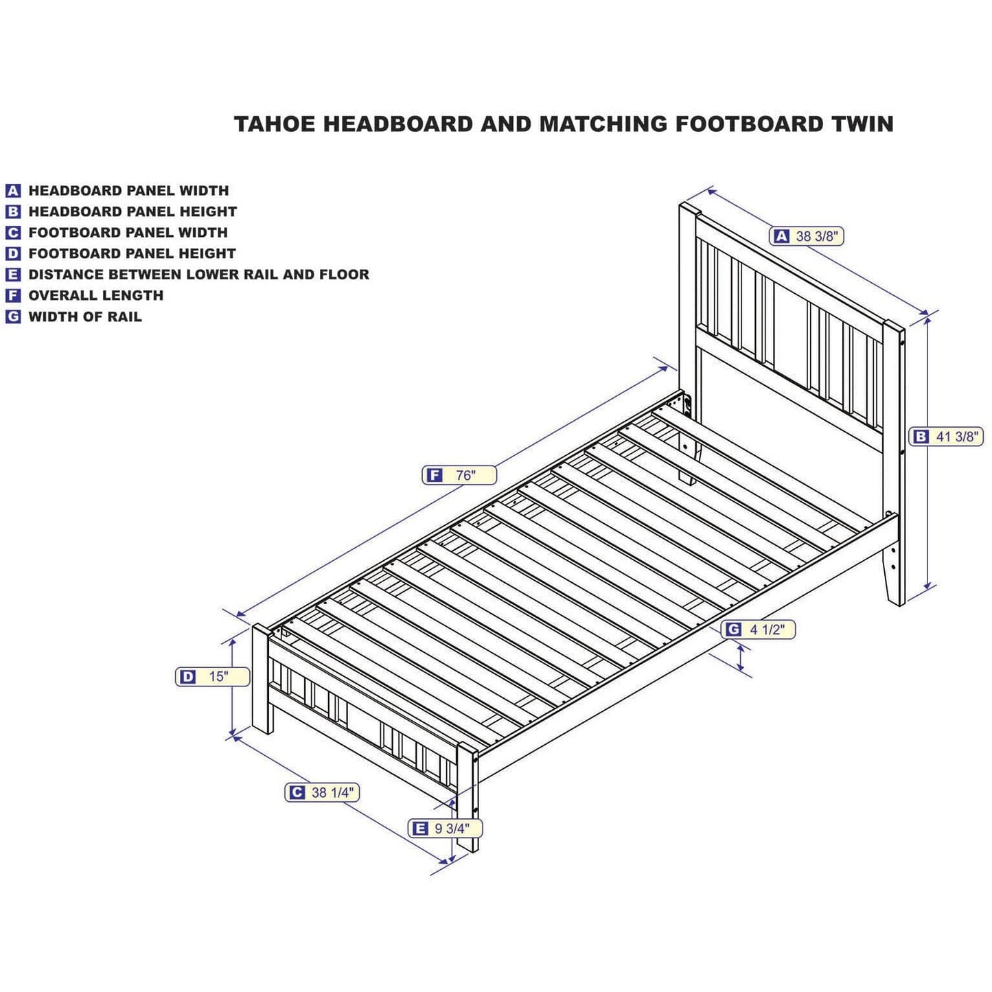 AFI Furnishings Tahoe Twin Bed with Footboard in Grey AG8960029