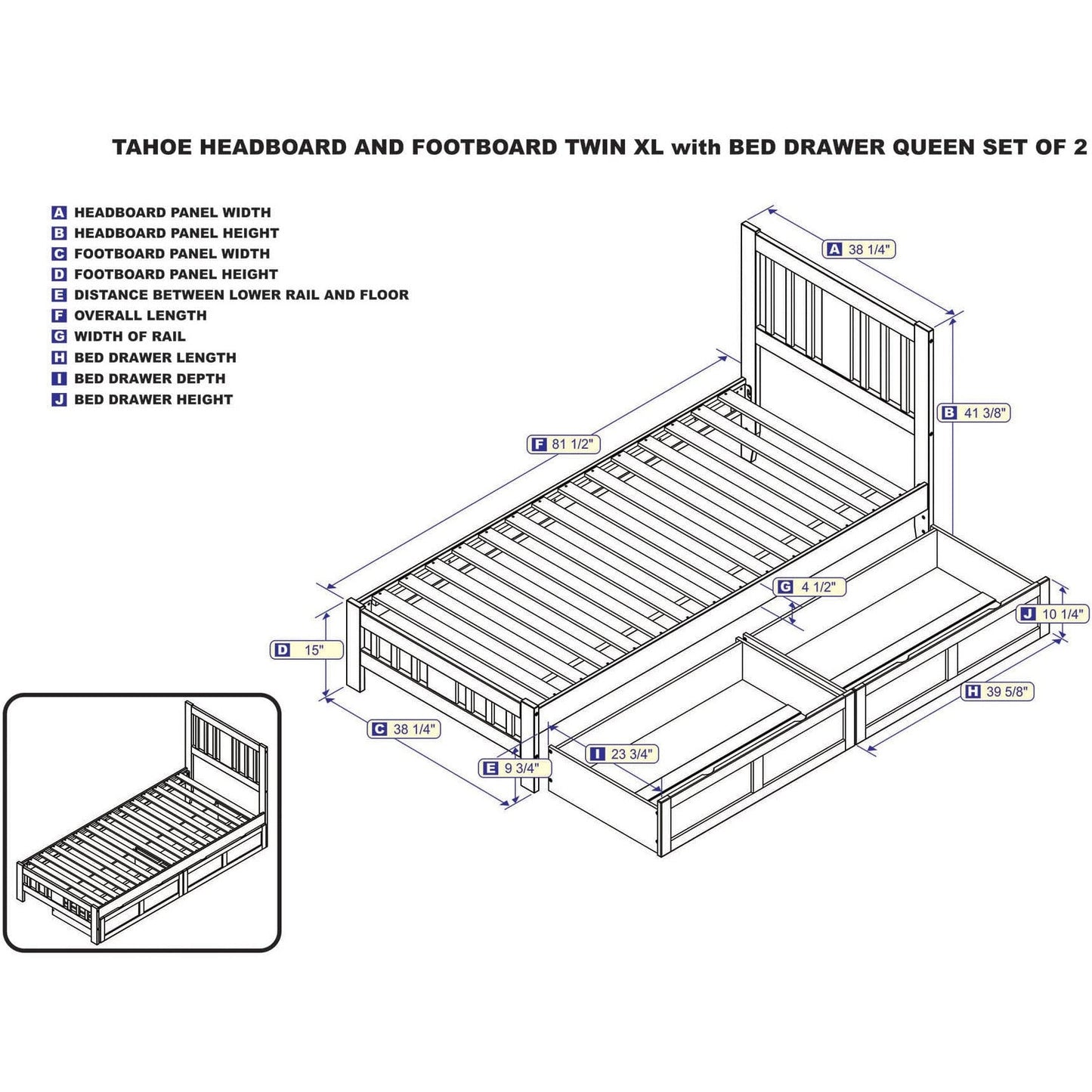 AFI Furnishings Tahoe Twin Extra Long Bed with Footboard and 2 Drawers in Walnut AG8963414