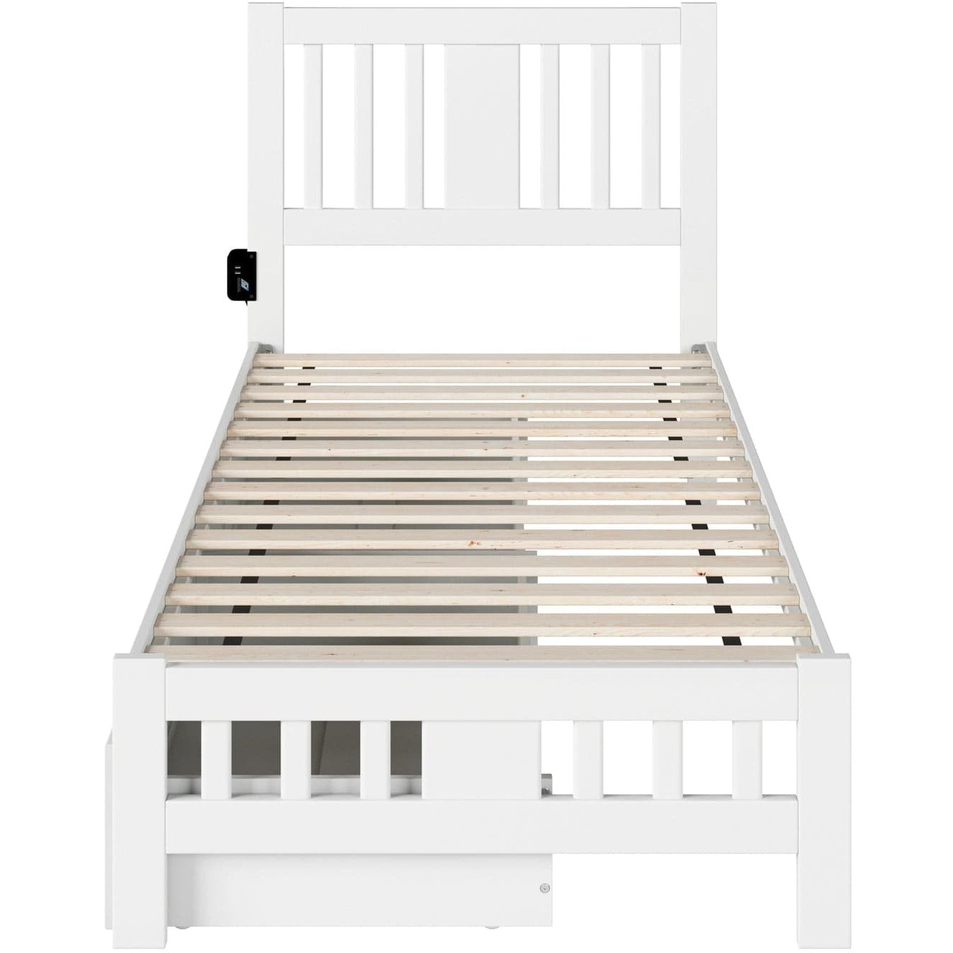 AFI Furnishings Tahoe Twin Extra Long Bed with Footboard and 2 Drawers in White AG8963412