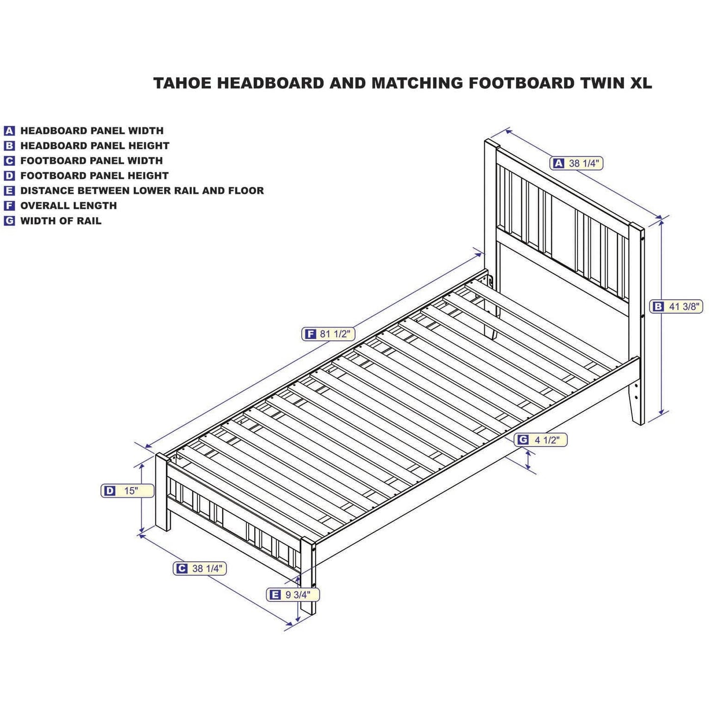 AFI Furnishings Tahoe Twin Extra Long Bed with Footboard in white AG8960012