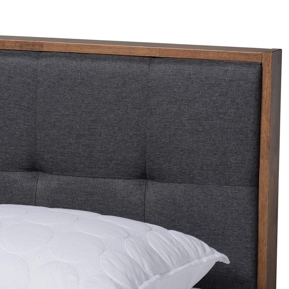 Baxton Studios Beds Baxton Studio Alke Mid-Century Modern Fabric Upholstered Wood Platform Bed