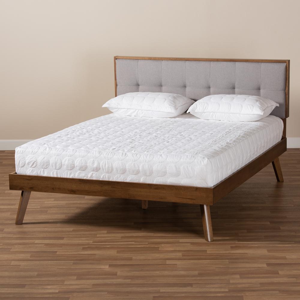 Baxton Studios Beds Baxton Studio Alke Mid-Century Modern Fabric Upholstered Wood Platform Bed