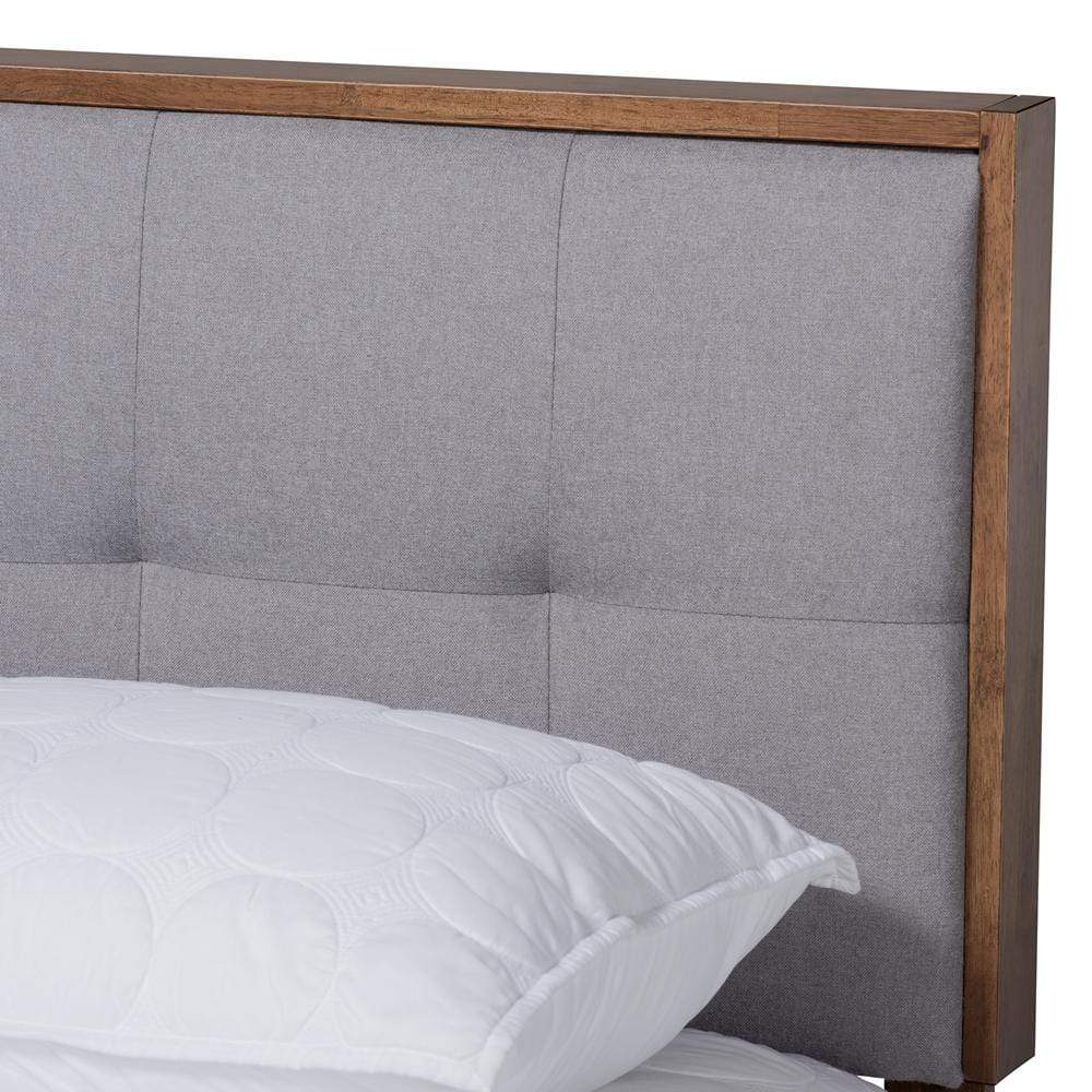 Baxton Studios Beds Baxton Studio Alke Mid-Century Modern Fabric Upholstered Wood Platform Bed