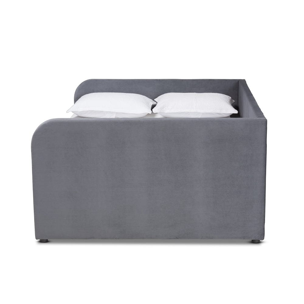 Baxton Studio Baxton Studio Basanti Modern and Contemporary Grey Velvet Fabric Upholstered Full Size 2-Drawer Daybed DV3365D-Grey Velvet Daybed-Full