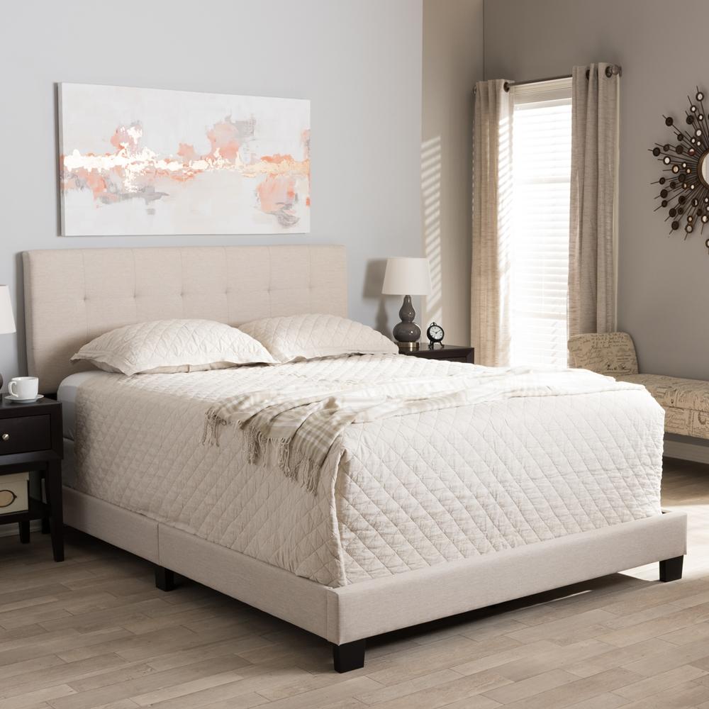 The Bedroom Emporium Baxton Studio Brookfield Modern and Contemporary Grey Fabric Upholstered Grid-Tufting Bed