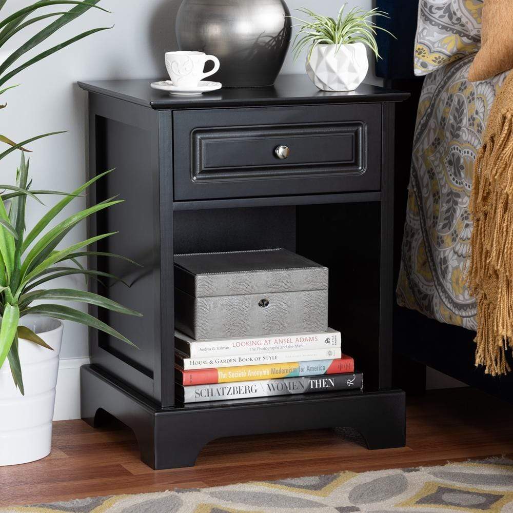 Baxton Studios Night Stand Baxton Studio Chase Modern Transitional 1-Drawer Wood Nightstand