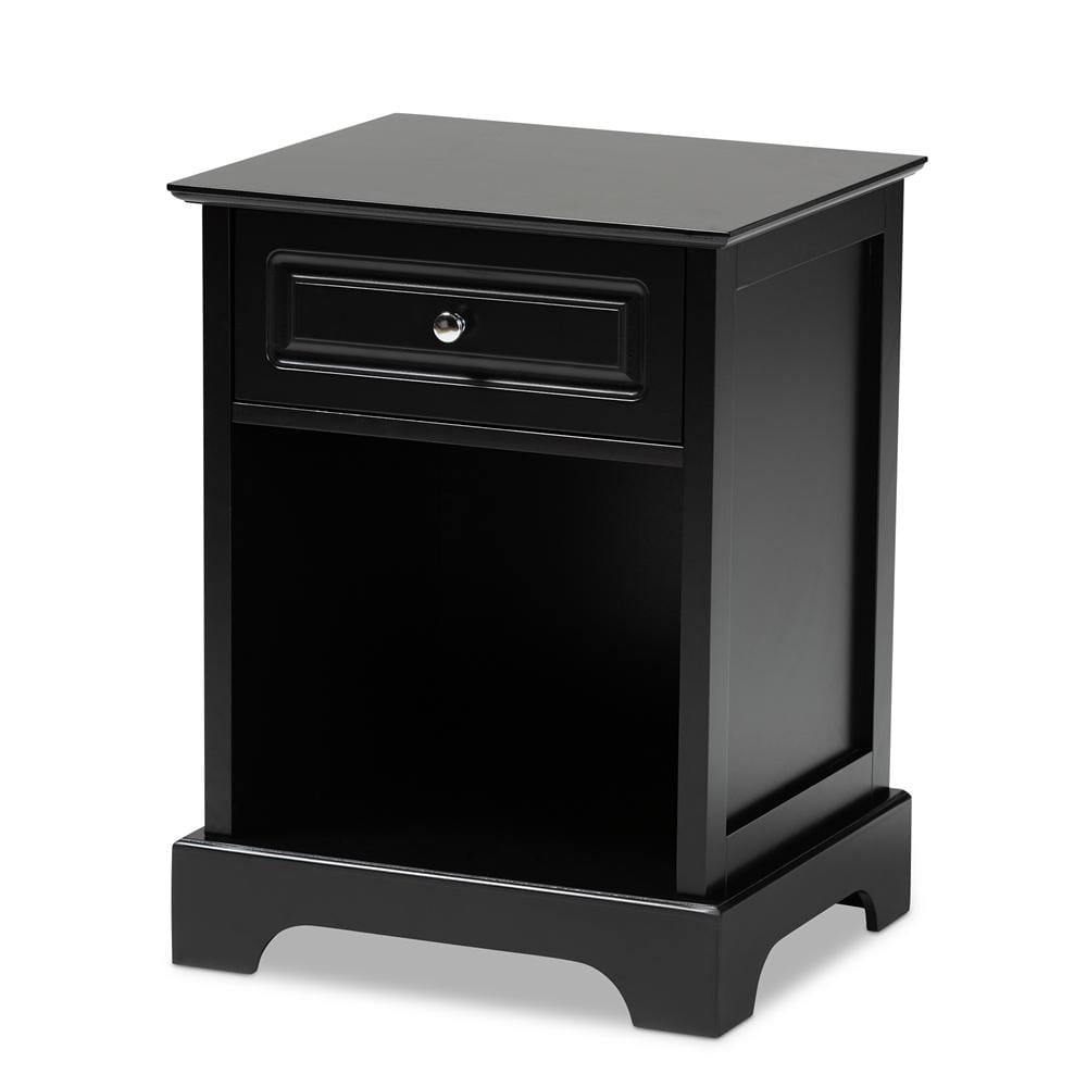 Baxton Studios Night Stand Black Baxton Studio Chase Modern Transitional 1-Drawer Wood Nightstand