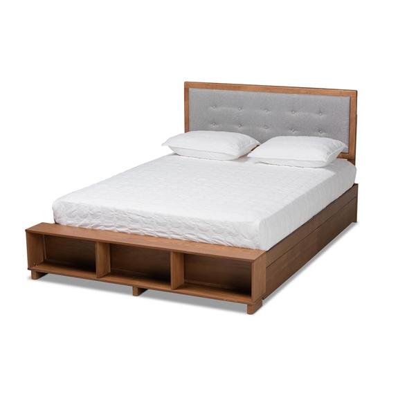 Baxton Studios Bed King / Light grey Baxton Studio Cosma Modern Transitional Ash Walnut Brown Finished Wood 4-Drawer King Size Platform Bed