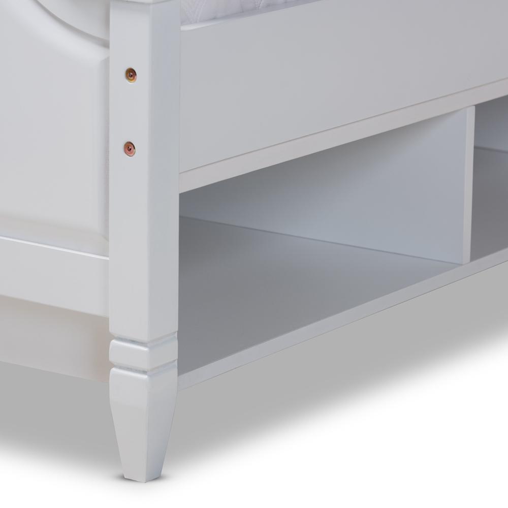 Baxton Studios Beds Baxton Studio Elsie Classic and Traditional White Finished Wood Queen Size Storage Platform Bed